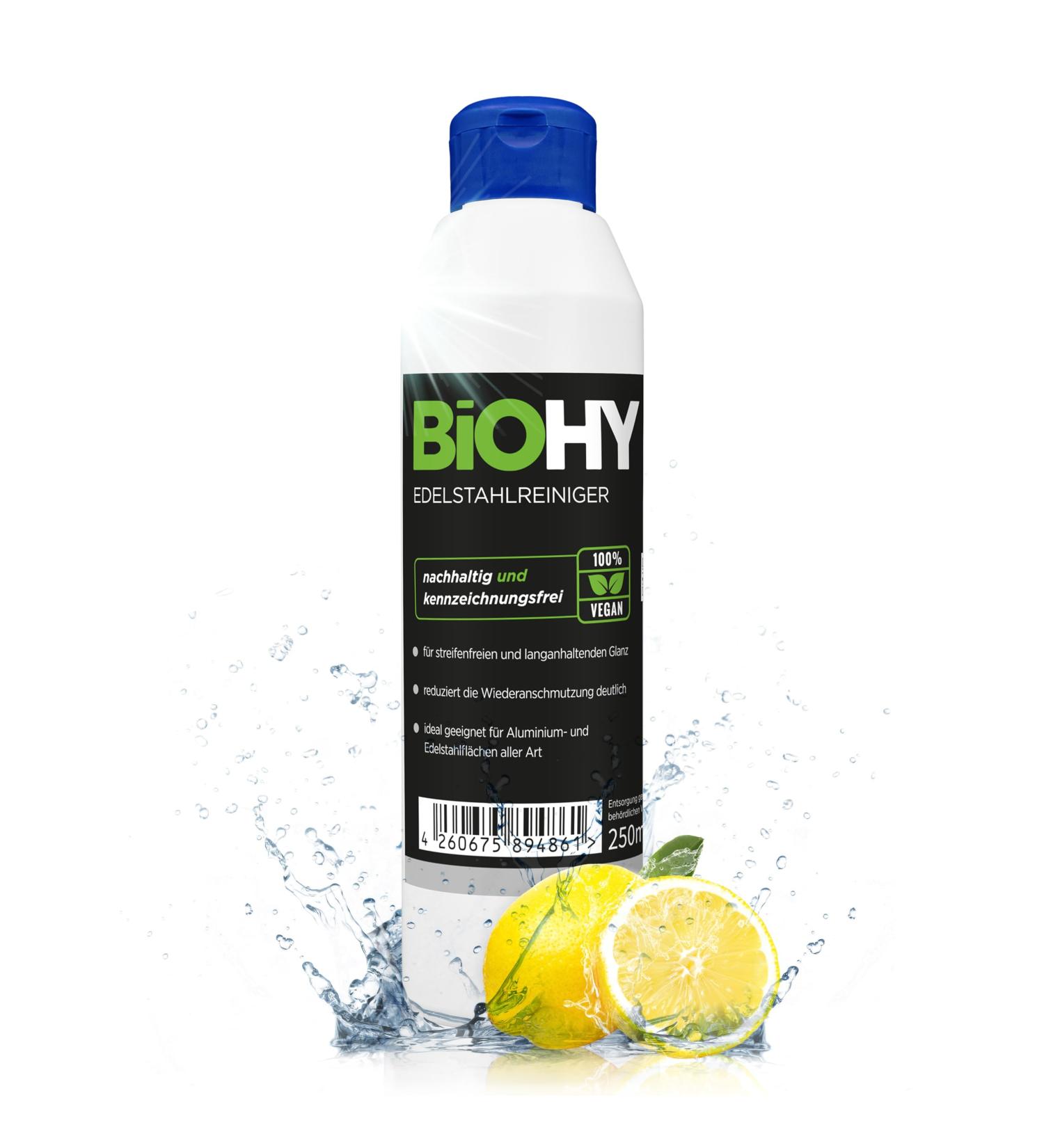 Biohy Stainless Steel Cleaner 250ml | Streak-Free Shine for Kitchen & Grill | Ideal for Home & Gastronomy Cleaning - Buy Online on SooperMarket.com