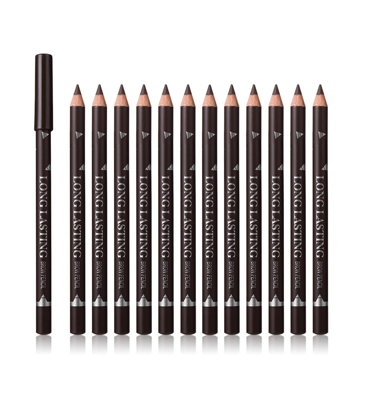 Sumeitang 12 Pcs Dark Brown Eyebrow Pencil Eyeliner Set - Waterproof, Long Lasting Eye Brow Pencil for Women - Professional Eye Makeup Gel Pen - Buy Online on SooperMarket.com