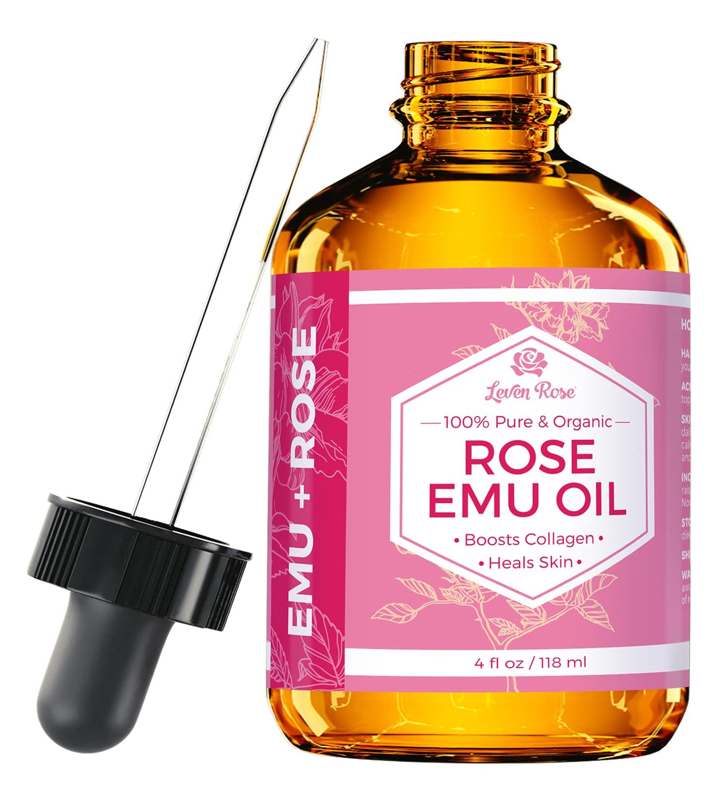 Leven Rose Rose Emu Oil 4 oz - Natural Emu Oil with Rose Extract - Buy Online on SooperMarket.com