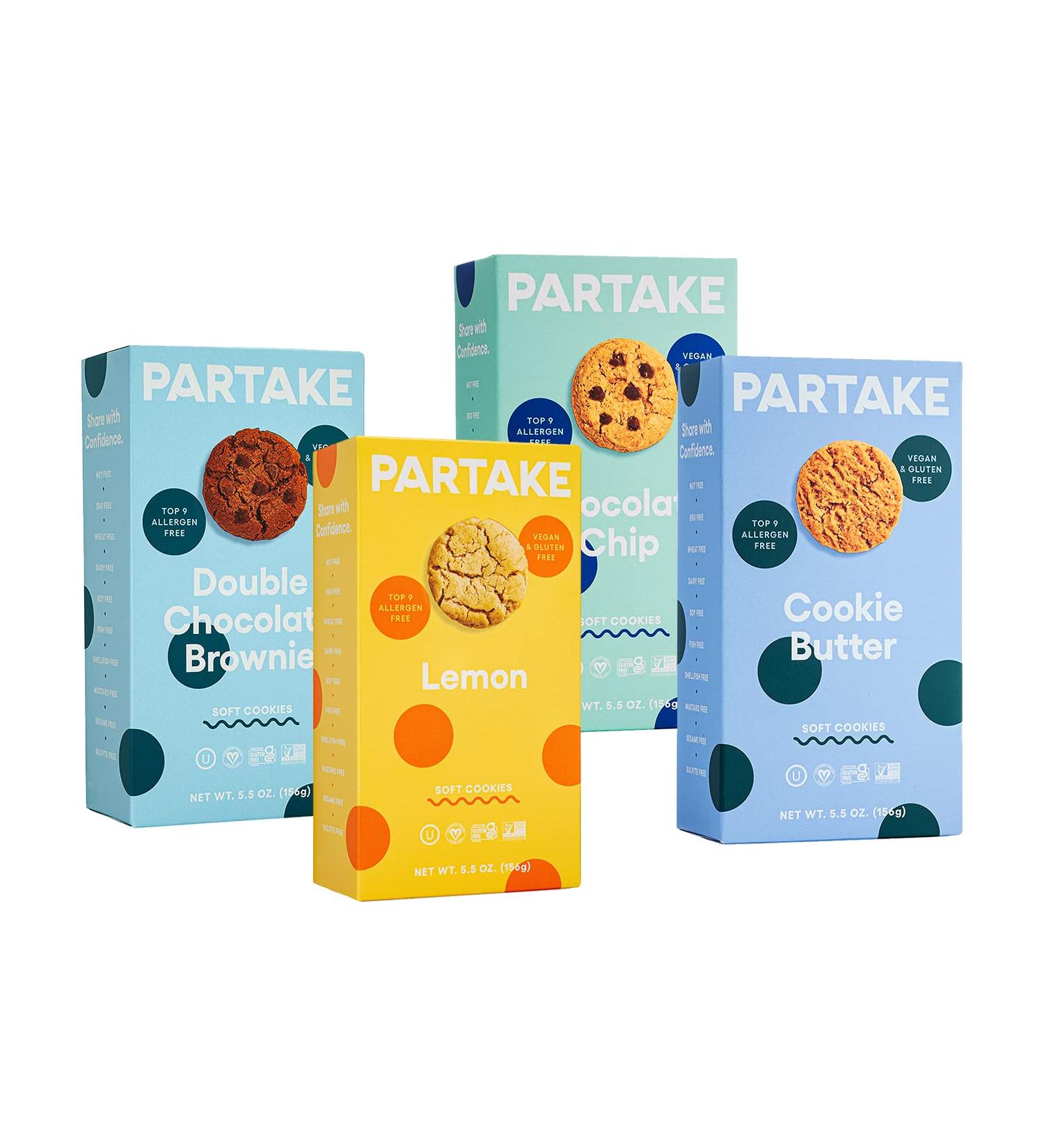 Partake Foods Soft Baked Vegan Cookies 4 Box Variety Pack - Vegan & Gluten Free Snack for Kids - Buy Online on SooperMarket.com