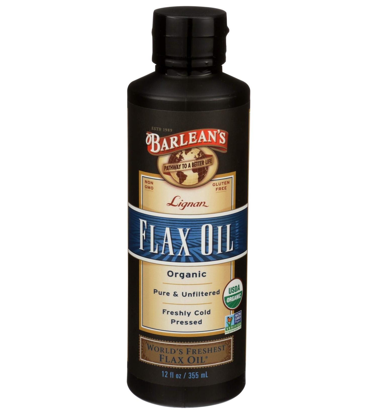 Barlean's Organic Lignan Flax Oil 12 fl oz - Healthy Omega-3 & Fiber Boost - Buy Online on SooperMarket.com