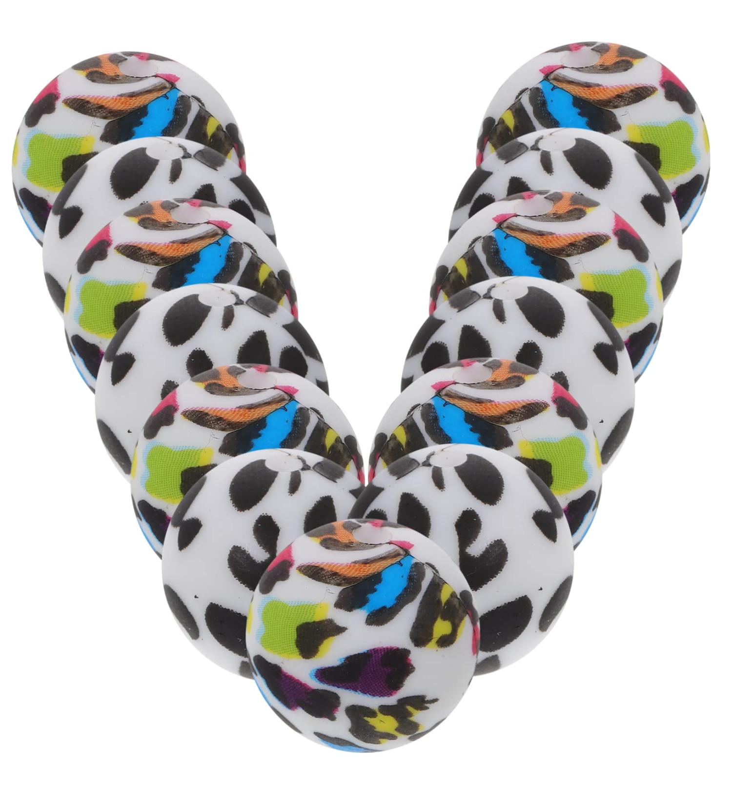 Anneome 20pcs Leopard Print Silicone Bead Set for Pacifier Chains and Baby Teethers - Buy Online on SooperMarket.com