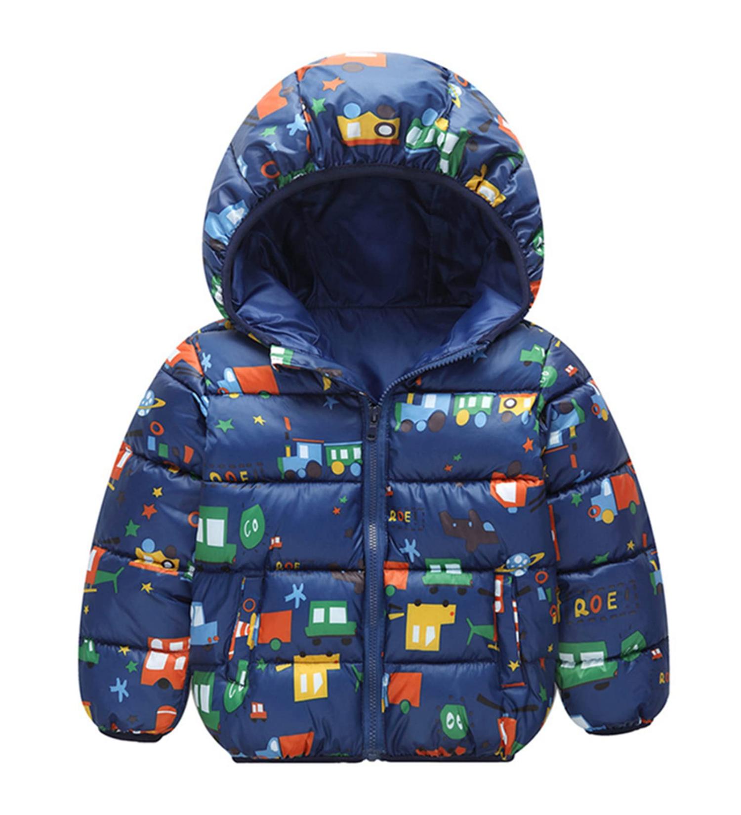 Baby Toddler Hooded Puffer Coat | Lightweight Windproof Jacket with Zippers and Pockets | Waterproof Winter Outfit (18-24 Months) - Buy Online on SooperMarket.com