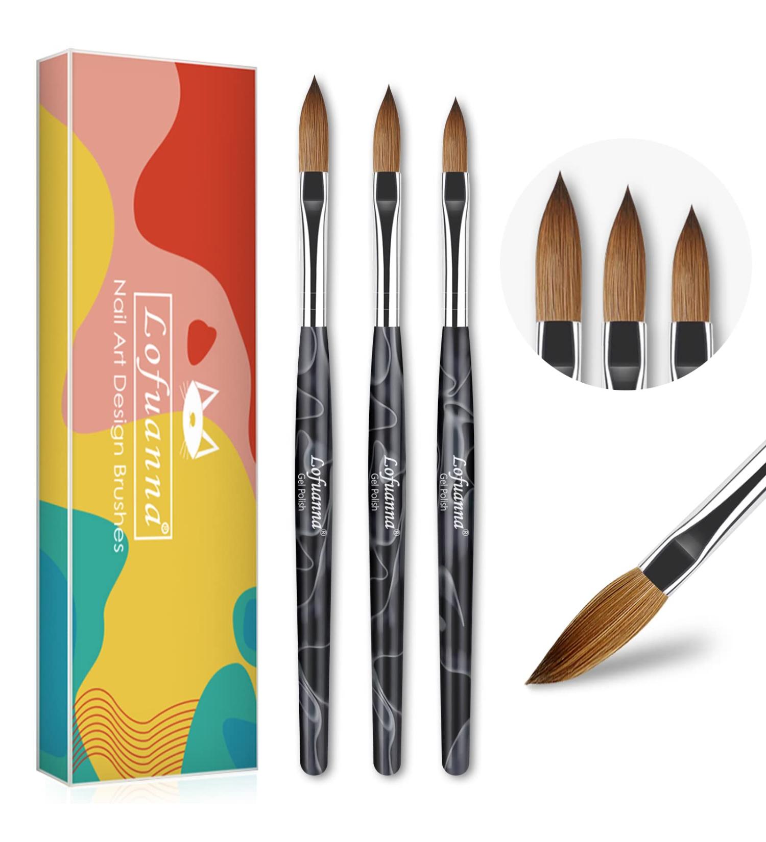 Lofuanna 3PCS Nail Acrylic Brushes Set - Size 10 12 14 | Professional Nail Art Drawing Brushes for Acrylic Application | Ideal for Nail Extension, Acrylic Powder Manicure | DIY at Home Salon - Buy Online on SooperMarket.com
