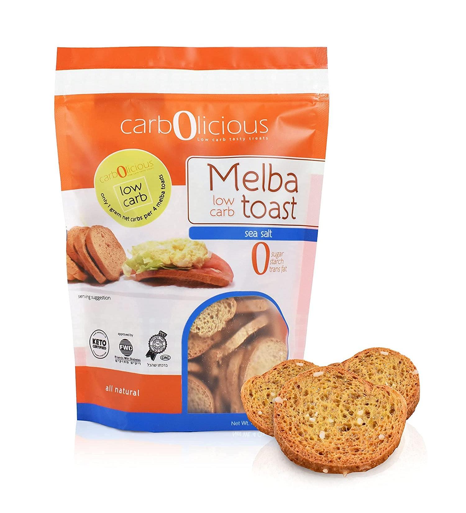 Carb-o-licious Low Carb Melba Toast - Sugar Free Keto Snack - Sea Salt - 4 oz (Pack of 2) - Buy Online on SooperMarket.com