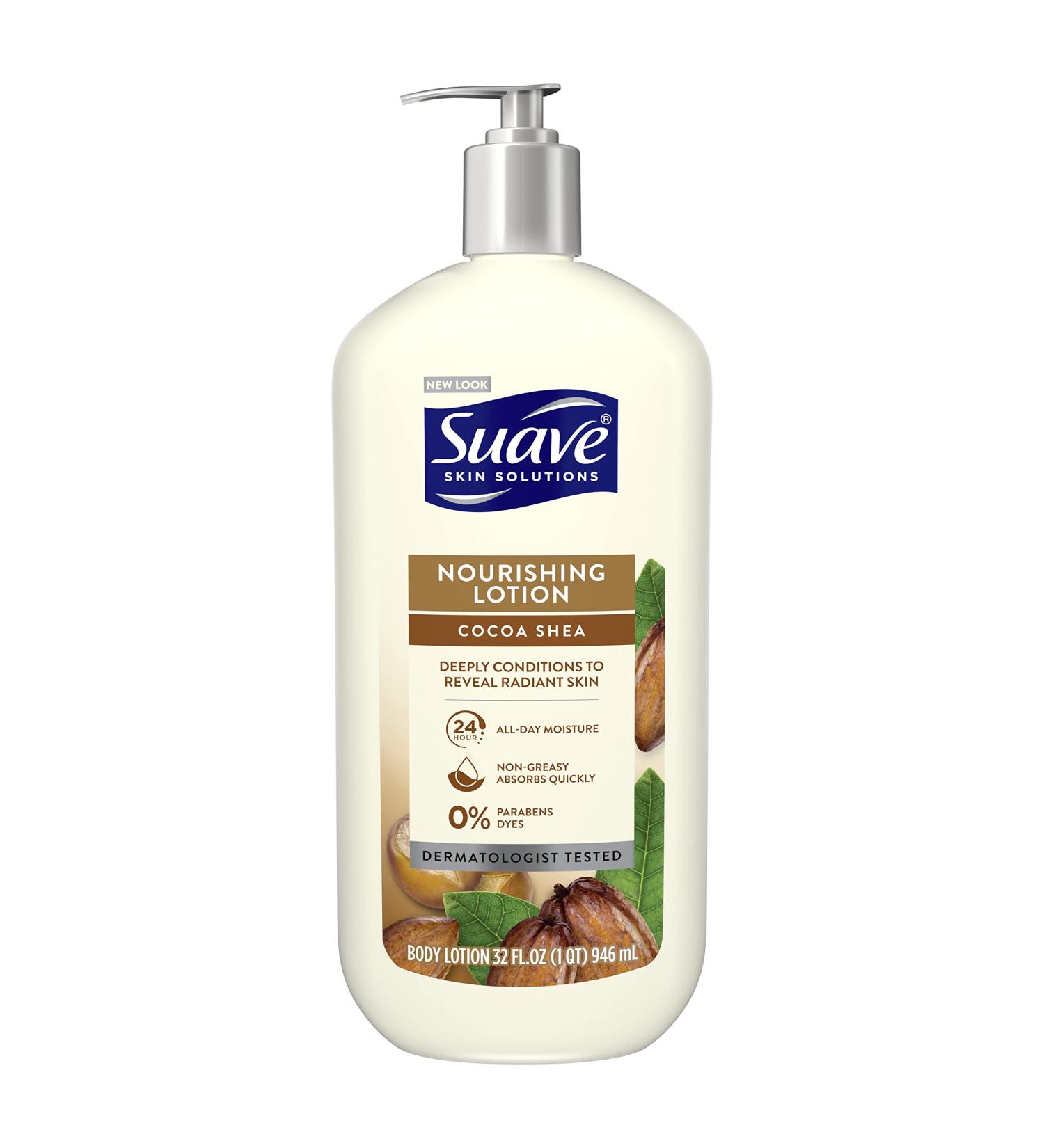 Suave Skin Solutions Cocoa Butter & Shea Body Lotion 32 oz - Hydrating Moisturizer for Soft Skin | International Shipping Available - Buy Online on SooperMarket.com