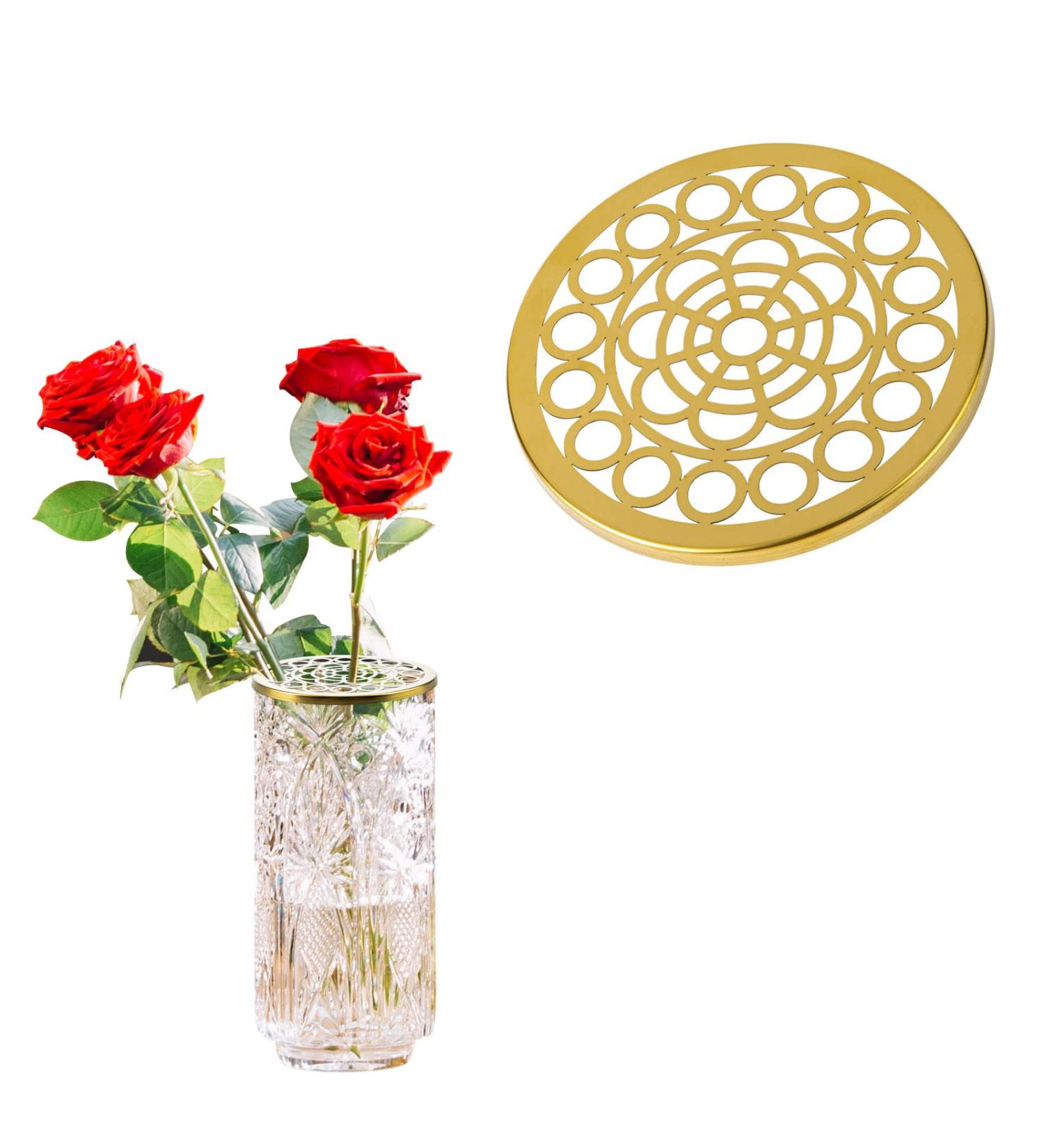 Lahoni Metal Flower Frog Lid 4.7 Inch Gold Floral Arranger Insert for Plant Fixation - Buy Online on SooperMarket.com