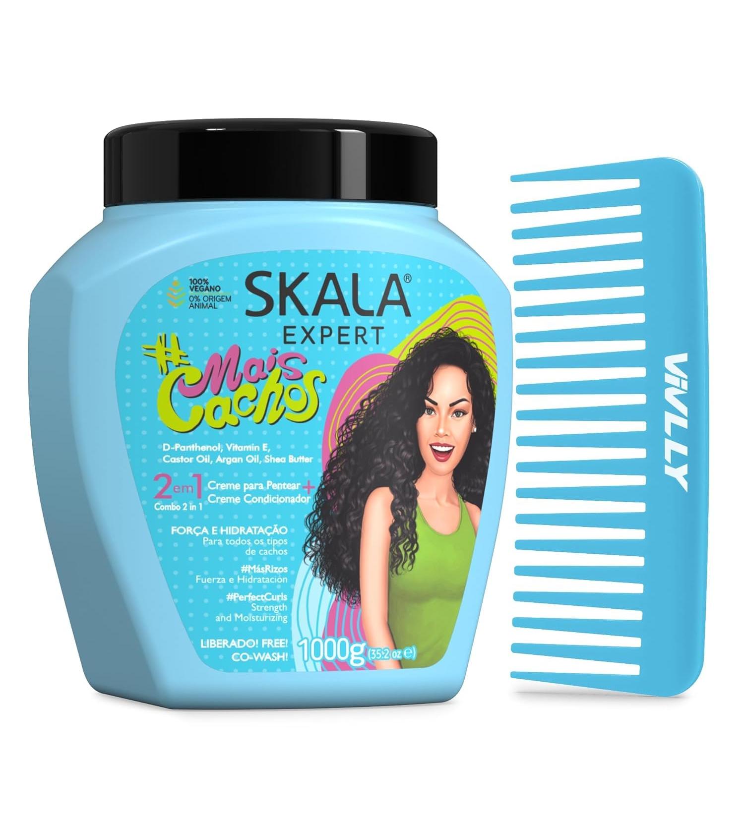 Skala Mais Cachos Brazilian Hair Care - Sulfate Paraben Silicone Free - For Curly Frizzy and Transitioning Hair - Free Comb (Comb Color May Vary) - Buy Online on SooperMarket.com