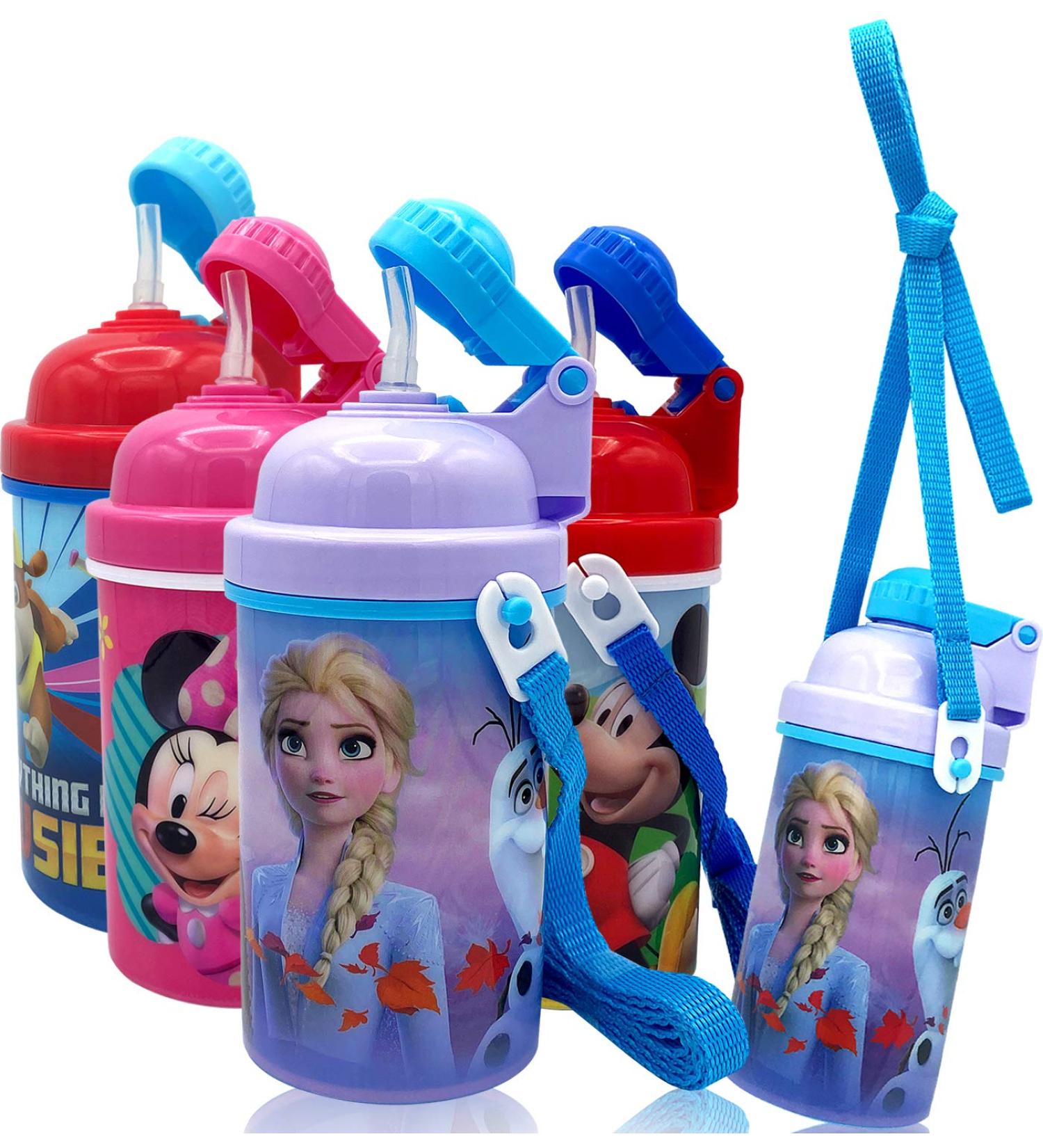 Disney Frozen Deluxe Carrying Strap One Touch Water Bottles with Reusable Built in Straw (Snow Canteen 16.9oz) - Buy Online on SooperMarket.com