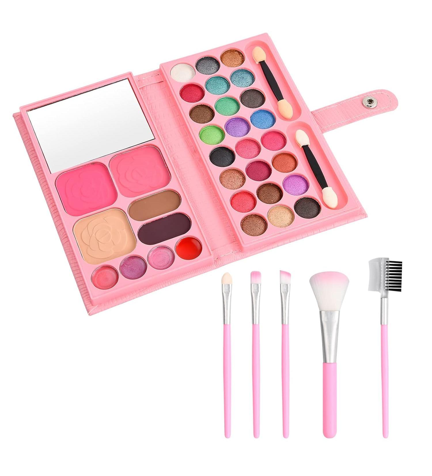 Kioiner 33 Colors Makeup Palette Set for Kids All in One Makeup Kit with 5 pcs Makeup Brushes for Girls with Eyeshadows Lipstick Blush Eyebrow Powder Shading Powder Small Makeup Brushes Mirror - Buy Online on SooperMarket.com