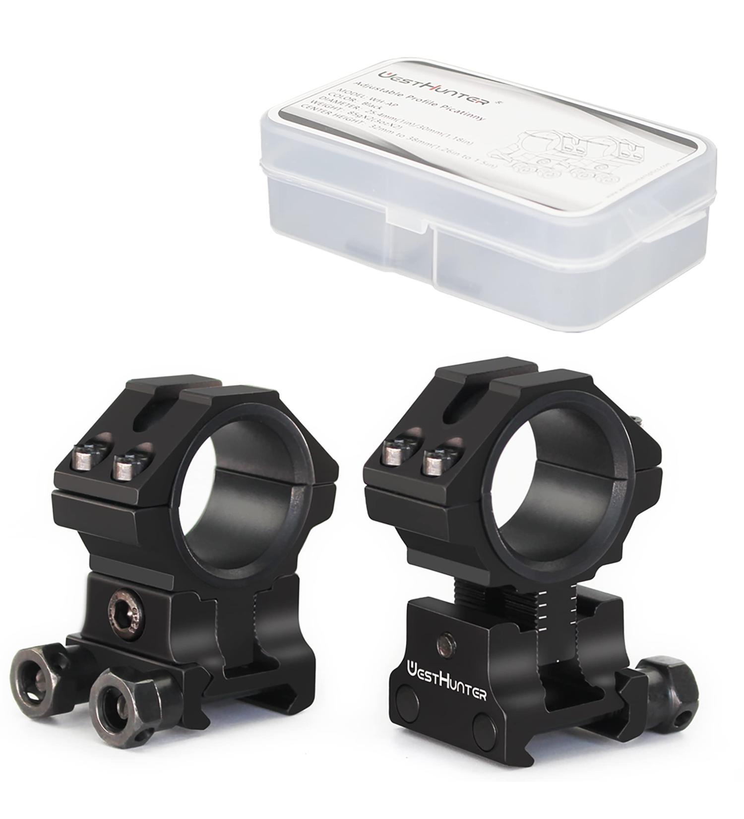 WestHunter Optics Adjustable Height Picatinny/Dovetail Scope Rings - 1 Inch/30mm Precision Scope Mount in Black (6 Color Options) - Buy Online on SooperMarket.com
