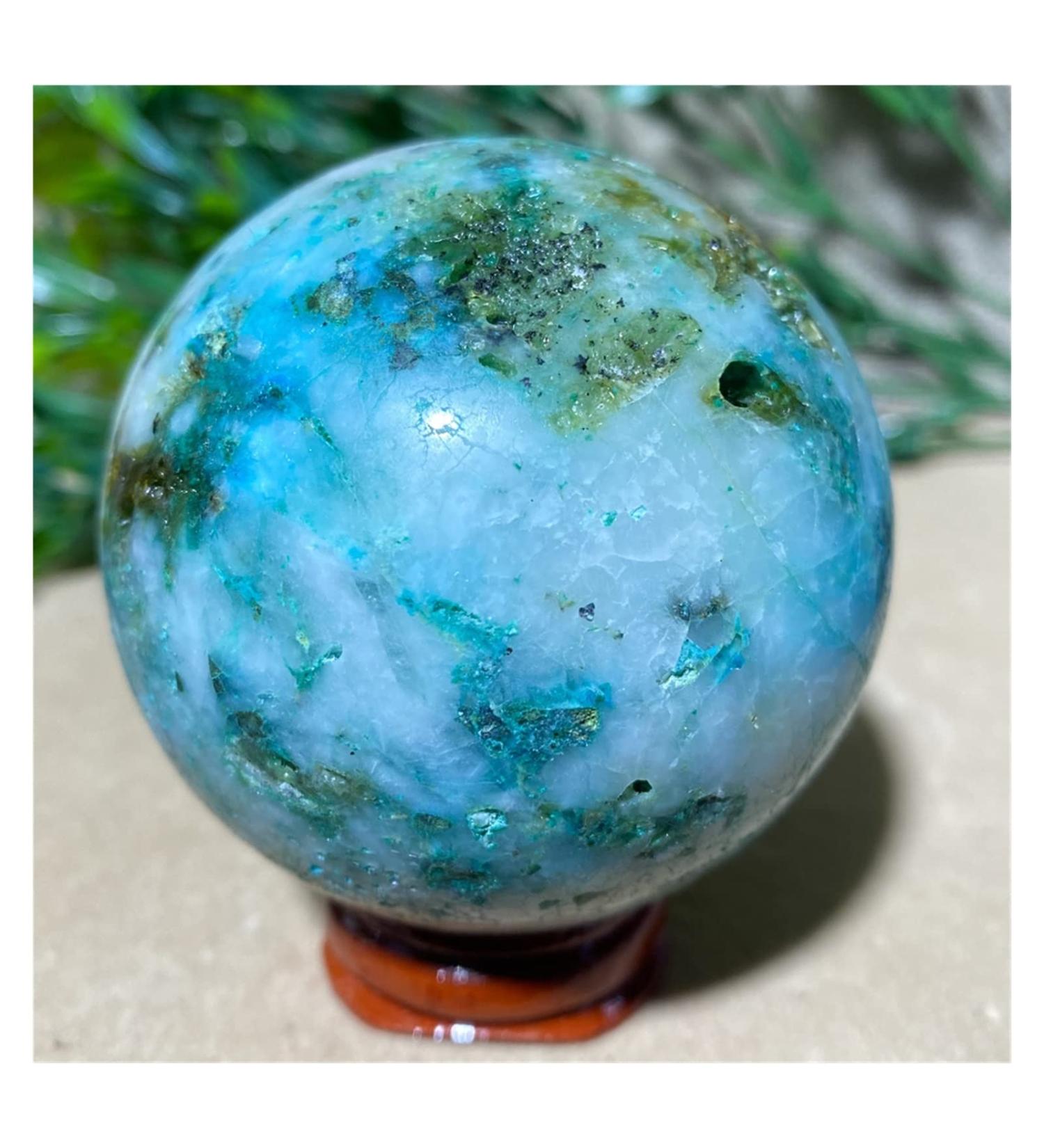 Blue Pine Stone Symbiont Crystal Quartz Natural Sphere Minerals Handwork Ball House Decoration Home +Stand 1pc (Color : 310-320g) - Buy Online on SooperMarket.com