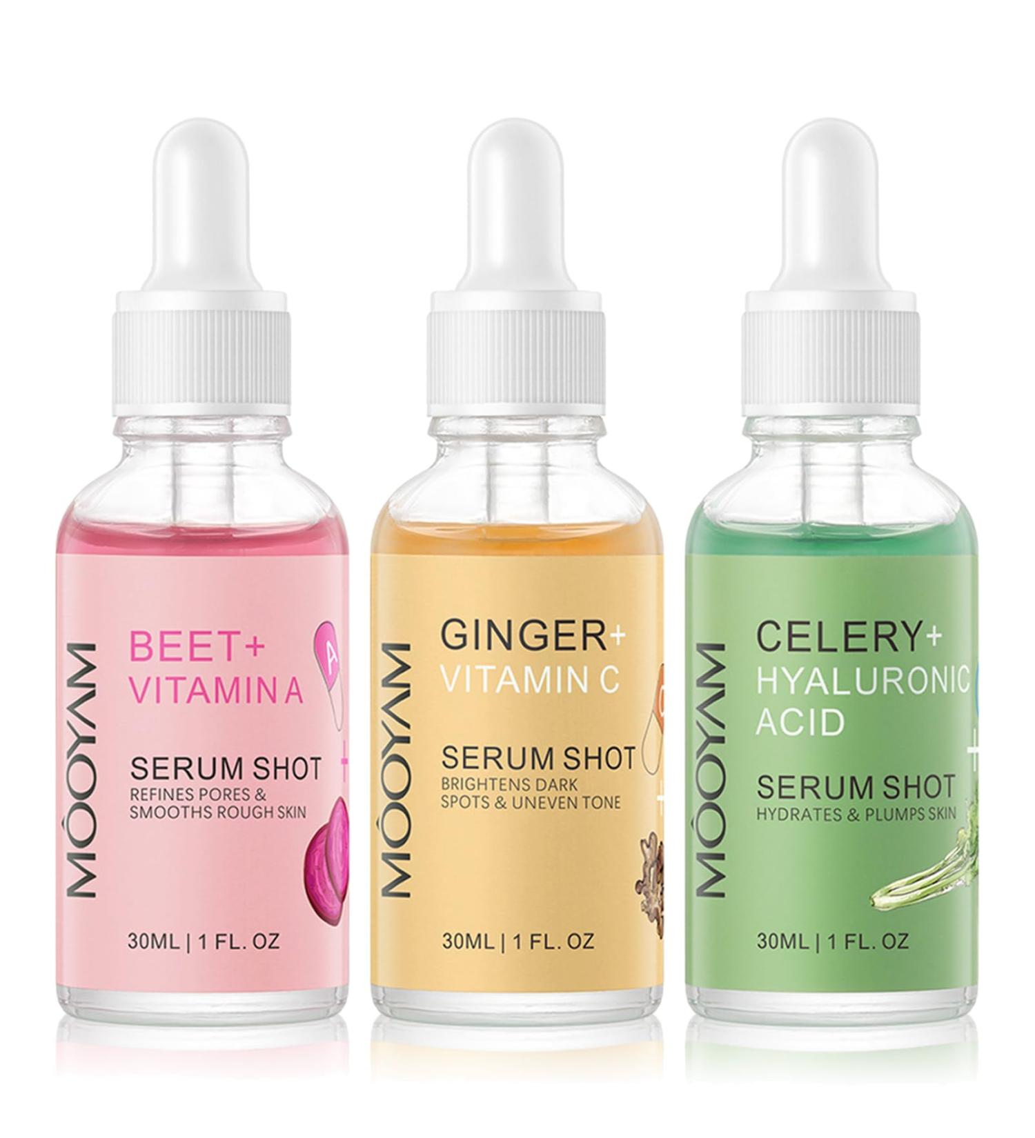 Organic Vegetable Serum Set | Vitamin C Hyaluronic Acid & Vitamin A for Face | Anti-Aging Firming & Moisturizing | Vegan & Cruelty-Free - Buy Online on SooperMarket.com