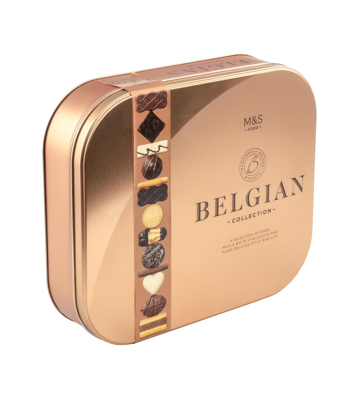 M&S Marks & Spencer Belgian Chocolate Coated Biscuit Collection in Presentation Tin 500 grams Milk White & Dark