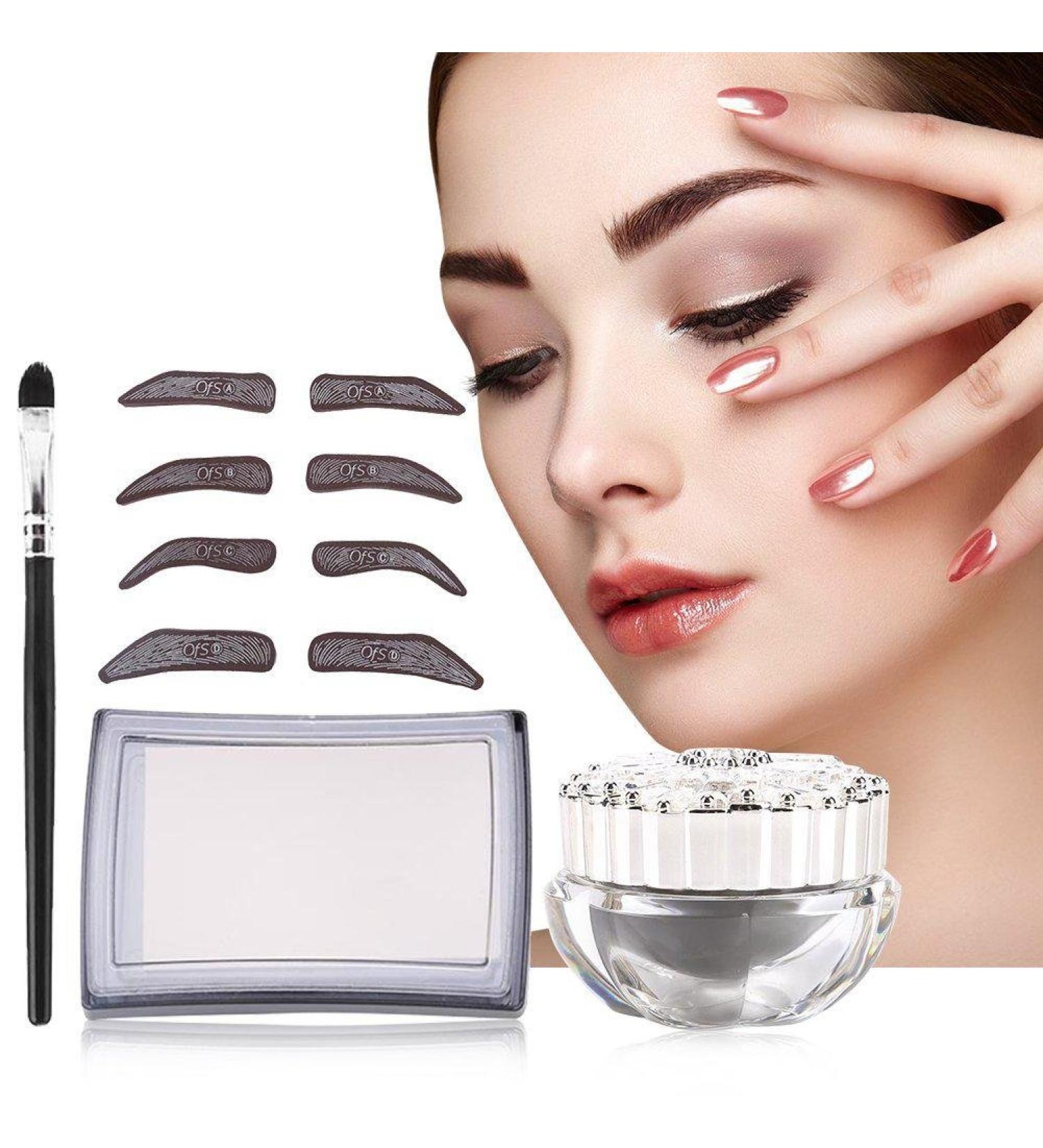 Premium Waterproof Eyebrow Powder & Stamp Kit - Natural Brow Makeup with Brushes Mirrors & 4 Stencils - Perfect for Flawless Brows Anytime - Buy Online on SooperMarket.com