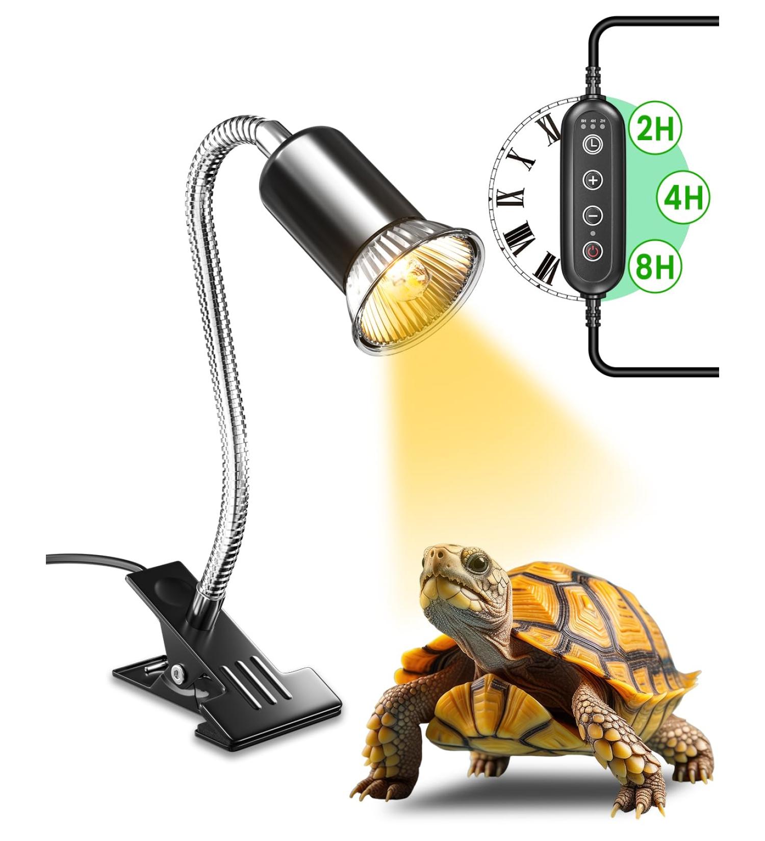 BONLUX Tortoise Heat Lamp: 200W Dimmable Reptile Spotlight with Timer Cycle | Clip-On for Aquarium Tanks and Basking | Strong Clips, Ideal for Terrariums (Bulb Not Included) - Buy Online on SooperMarket.com