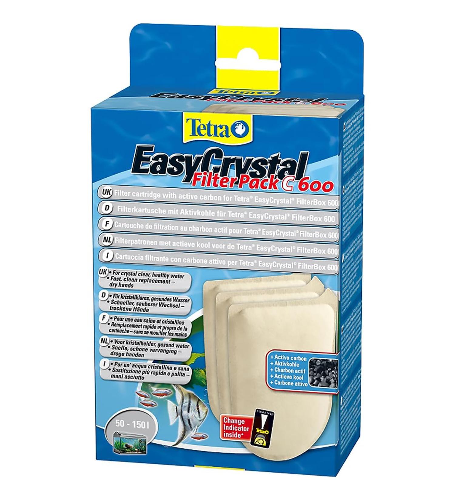 Tetra EasyCrystal Filt Pack C600 Filter Pads with activated carbon filter material for easy Crystal Interior filter suitable for aquariums from 50-150 liters 3 pieces of filt Pack with activated carbon 600 (50-150L)