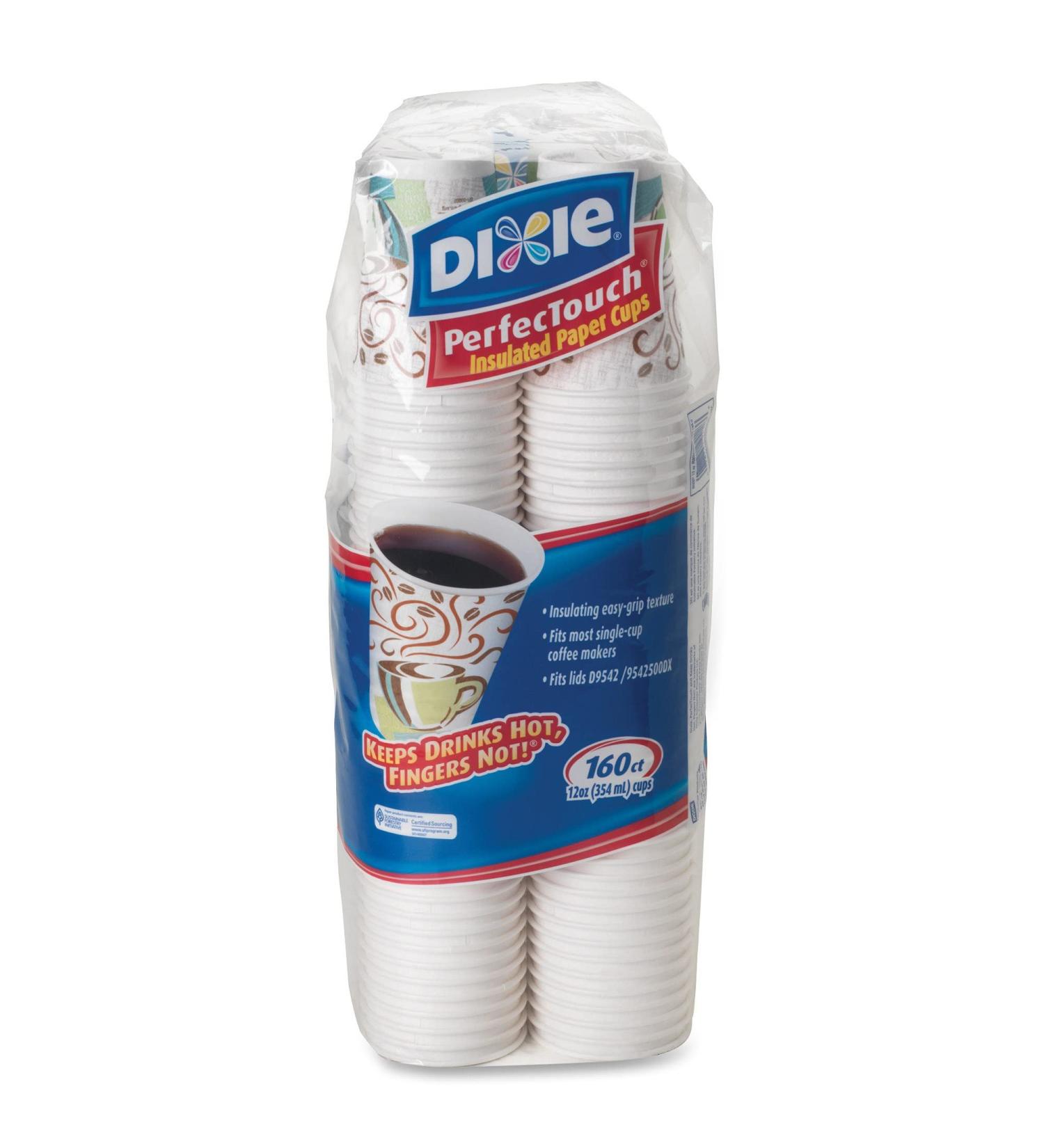 Dixie PerfecTouch 12 oz. Insulated Paper Hot Coffee Cup - 160 Cups/Case, Coffee Haze Design - Buy Online on SooperMarket.com