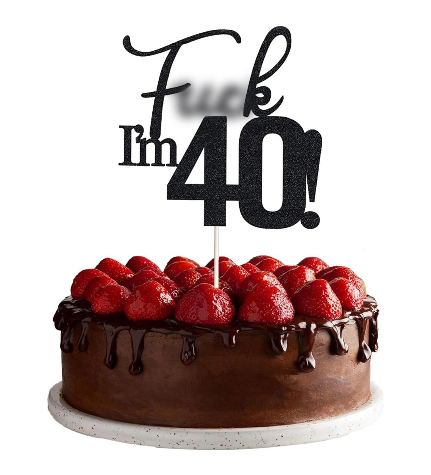 VIKY 40th Birthday Cake Topper | Glittery Kuchendeko for Men | Black 40th Birthday Party Decoration | Celebrate in Style - Buy Online on SooperMarket.com