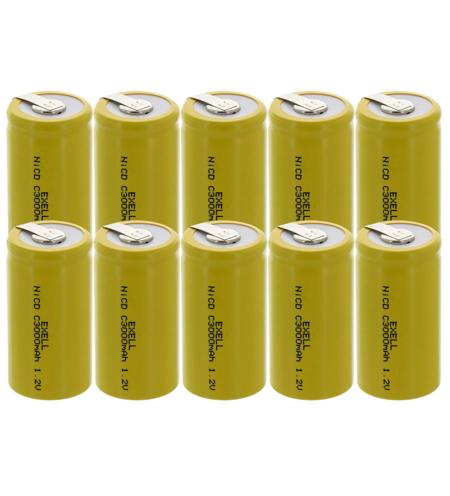 Buy 10x Exell C Size 1.2V 3000mAh NiCD Rechargeable Batteries - Ideal for Telecoms UPS Smart Grids & More | International Shipping Available - Buy Online on SooperMarket.com