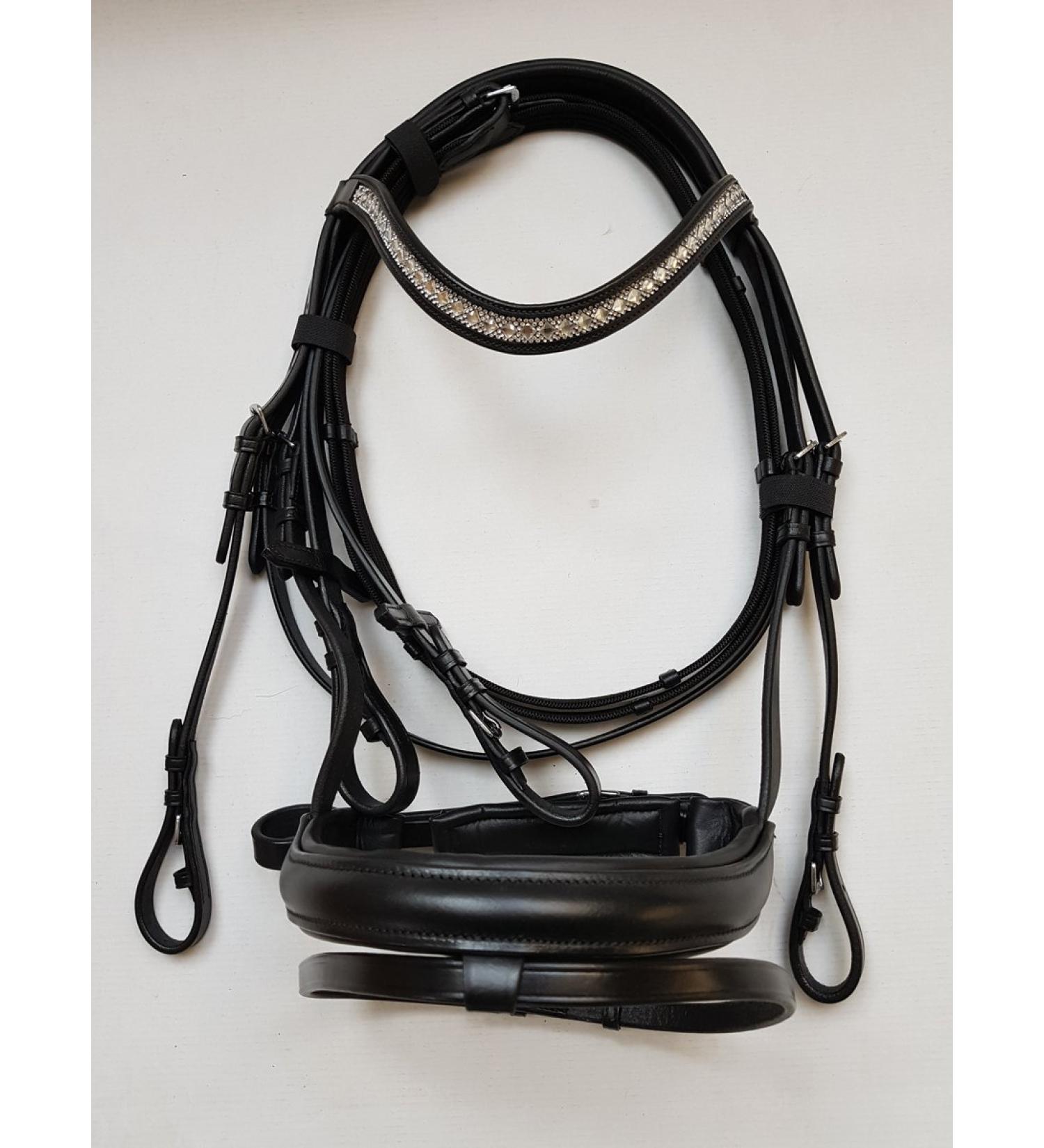 Nilo Hanna COB Bridle - High-Quality Black Rhinestone Horse Bridle with Reins | Durable 1 Piece for Thoroughbreds - Buy Online on SooperMarket.com