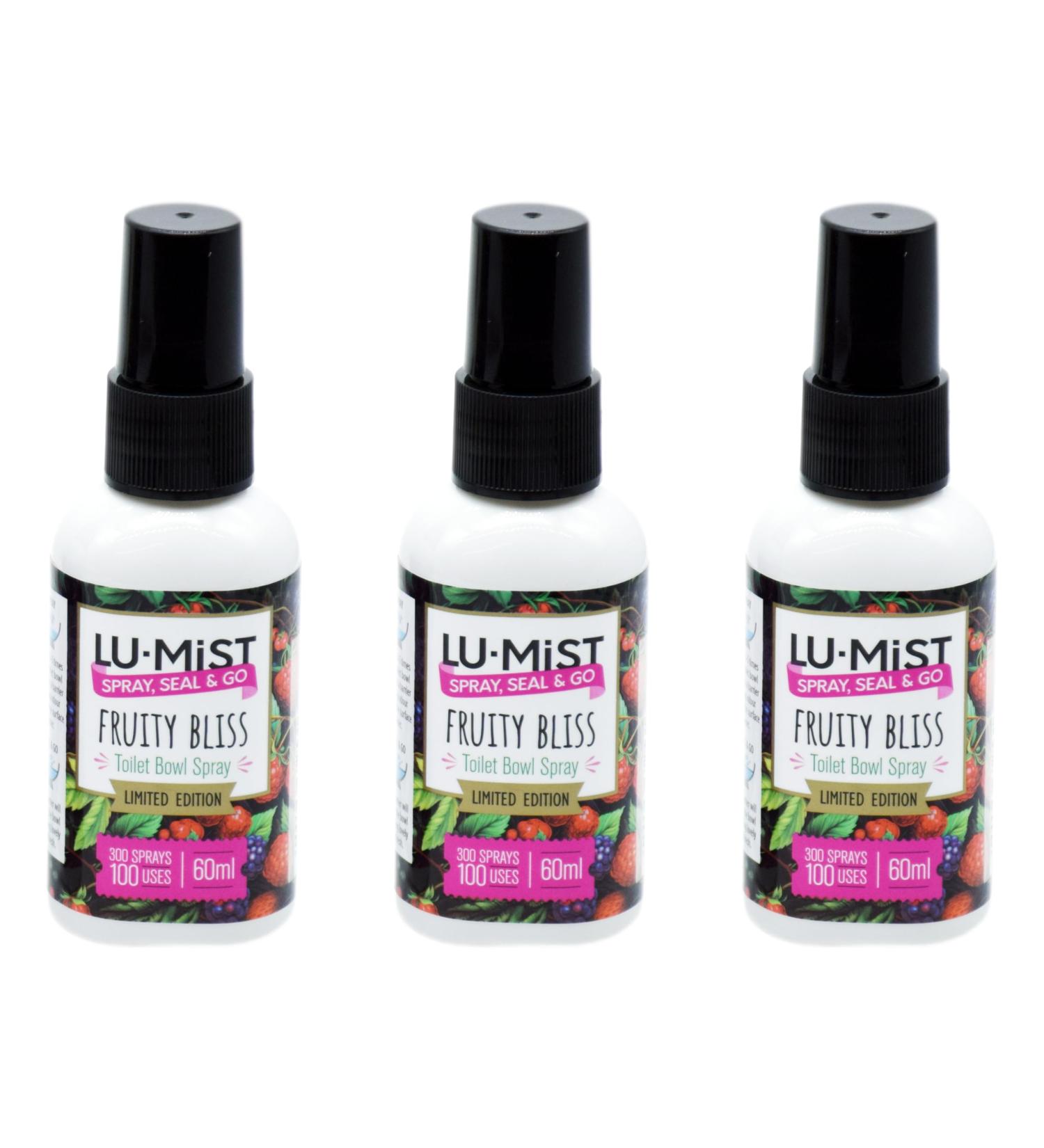 Lu-Mist 3x 60ml Limited Edition Toilet Bowl Spray - Pack of 3 - Fruity Bliss