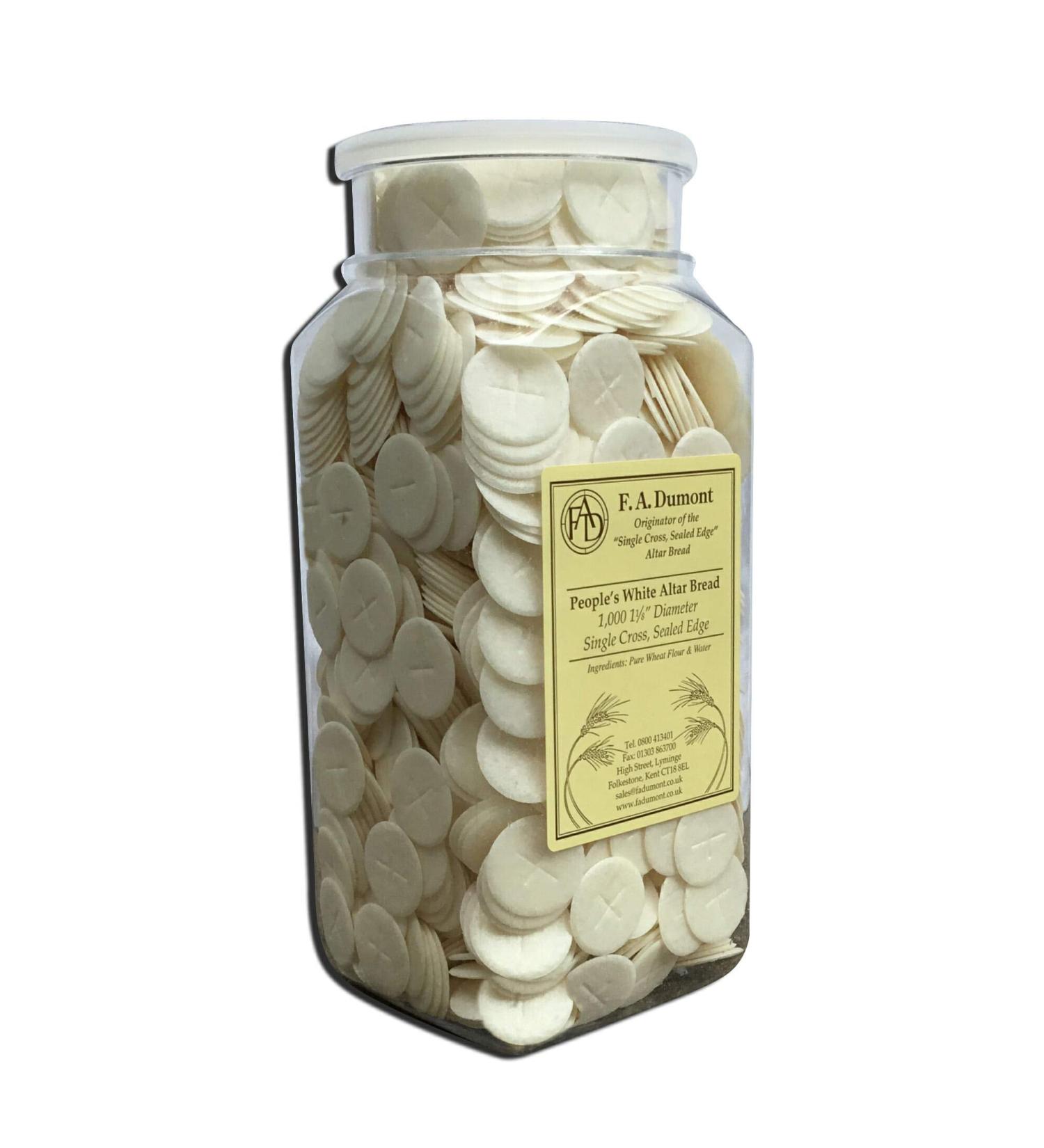 F.A. Dumont Altar Bread 1 1/8 Wholemeal 1000/Container - Premium Quality for Church Services - Buy Online on SooperMarket.com