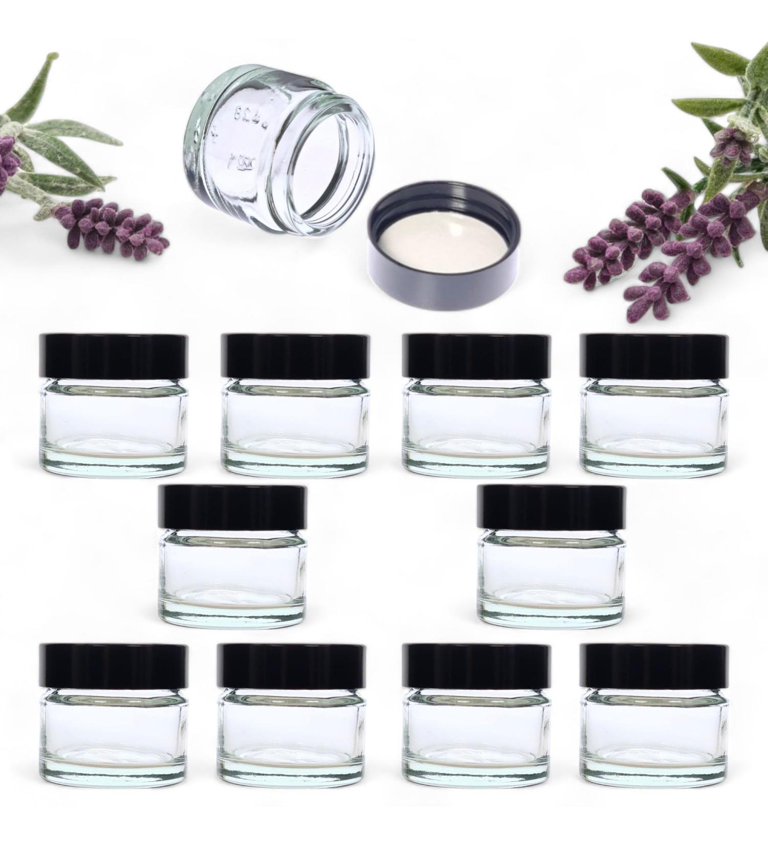 Elegant and Durable 15ml Clear Glass Jars with Airtight Lids - Perfect for Candlemaking Storage DIY Beauty and Gifting - Heat-Resistant Refillable & Stylishly Compact - Set of 10 (Black) - Buy Online on SooperMarket.com