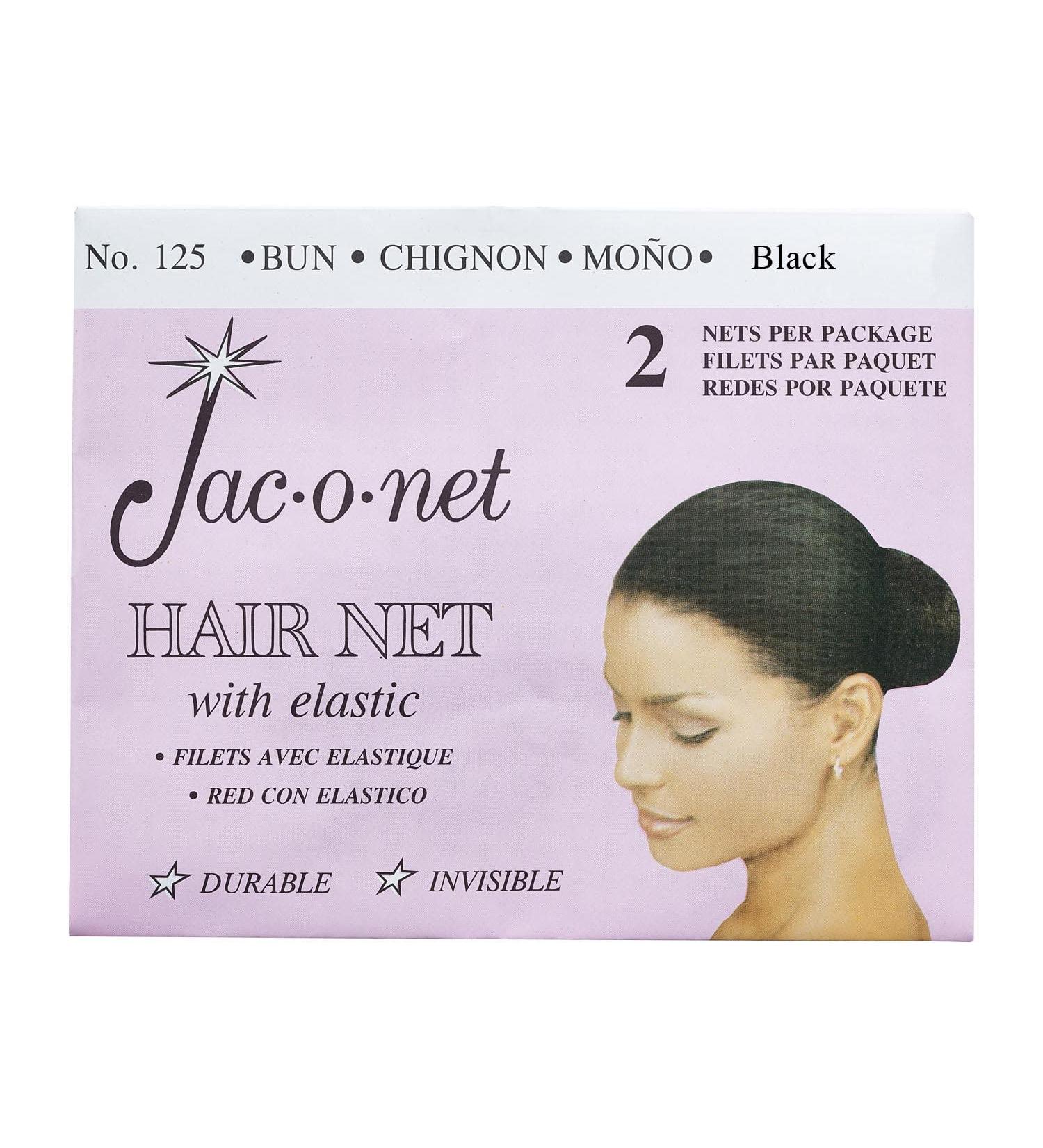 Jac-O-Net Tiny Mesh Hair Net - Chignon Bun Size  Black  2 Nets Per Pack  1 Pack