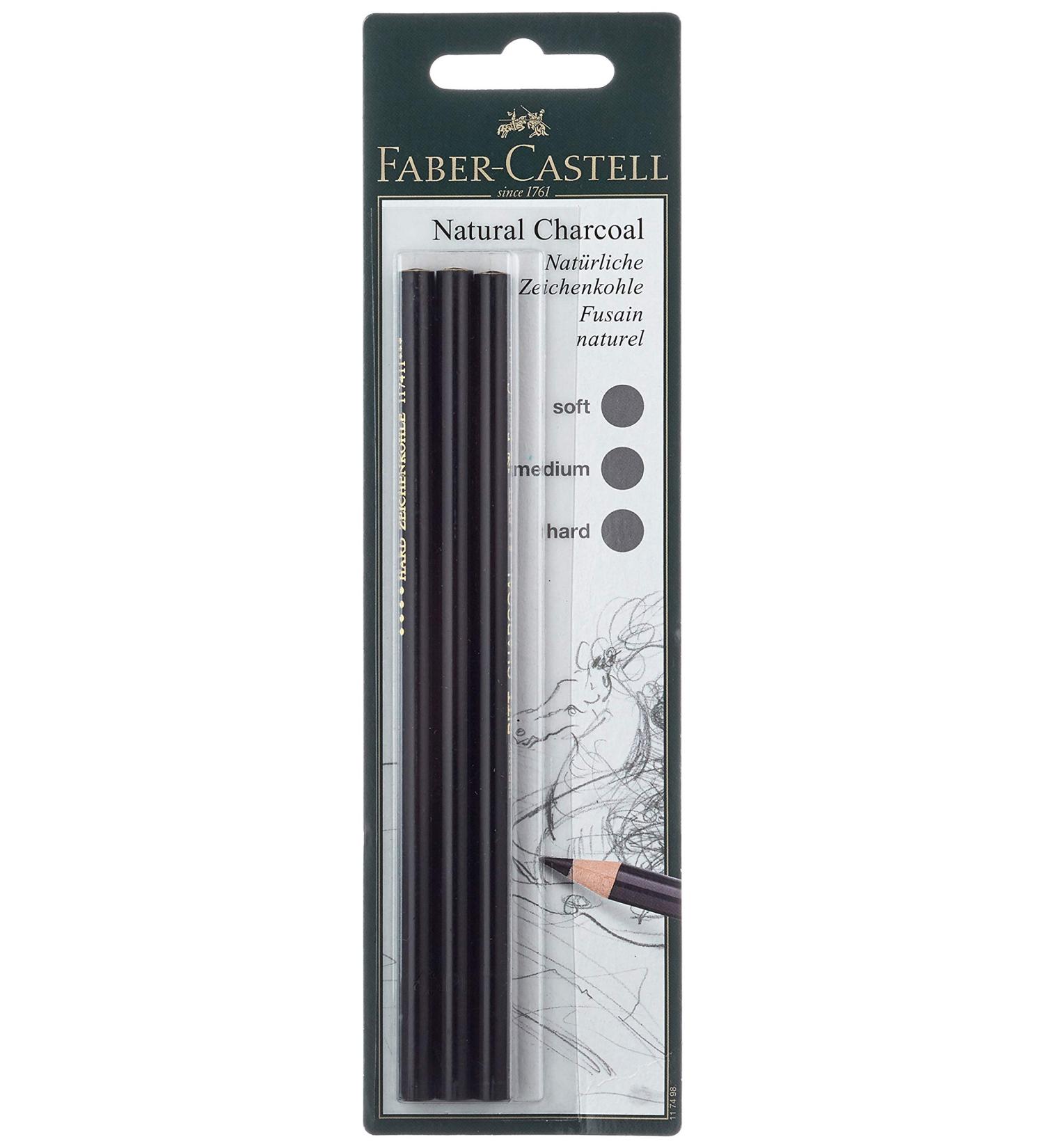 Faber-Castell Pitt Natural Willow Charcoal Pencil Set - Set of 3 - Buy Online on SooperMarket.com