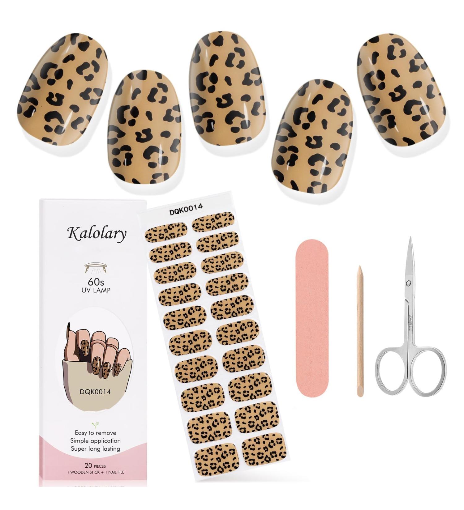 Kalolary Gel Nail Polish Strips Nail Gel Art Sticker Waterproof Full Nail Wraps Decal Sets with Scissors Nail File and Stick for Women Girls Nail Art Decor (UV/LED Lamp Required)-14 - Buy Online on SooperMarket.com