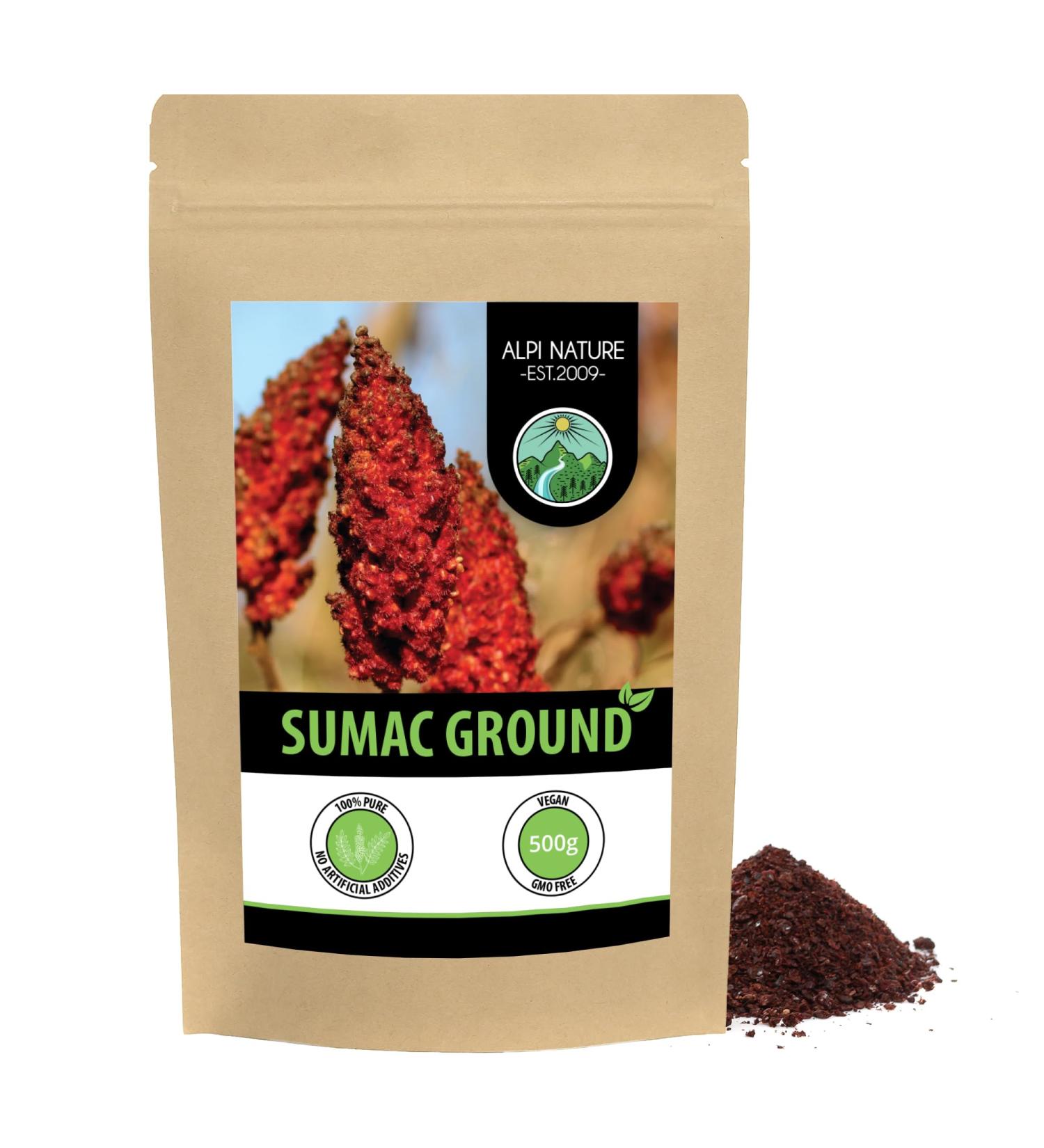 Sumac powder (500g 1.1lb) Turkish sumach ground vinegar tree spice 100% natural gently dried and ground without additives - Buy Online on SooperMarket.com