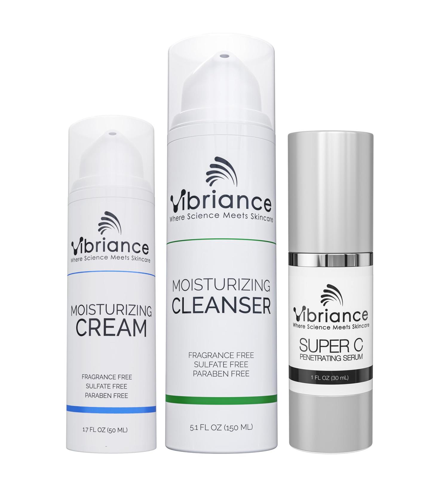 Vibriance Bundle Skincare Set - Super C Serum Moisturizing Cleanser & Cream | Complete Radiant Beauty Set for All Skin Types - Buy Online on SooperMarket.com