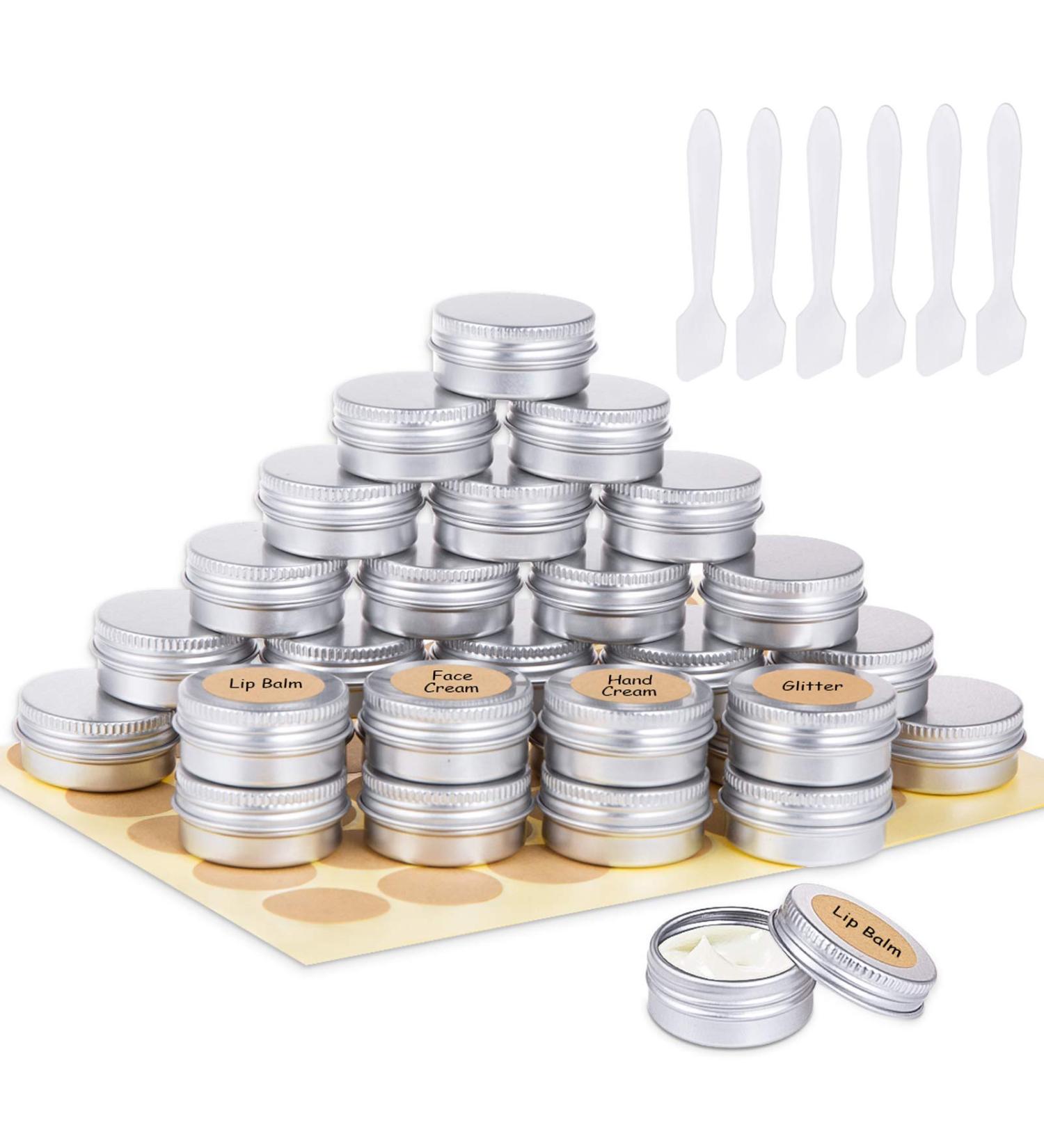 30 Pack Aluminum Jars with Lids - 15ml Metal Taps for Lip Balm Cosmetics & Nail Art - Empty Cream Cans for Samples - Buy Online on SooperMarket.com