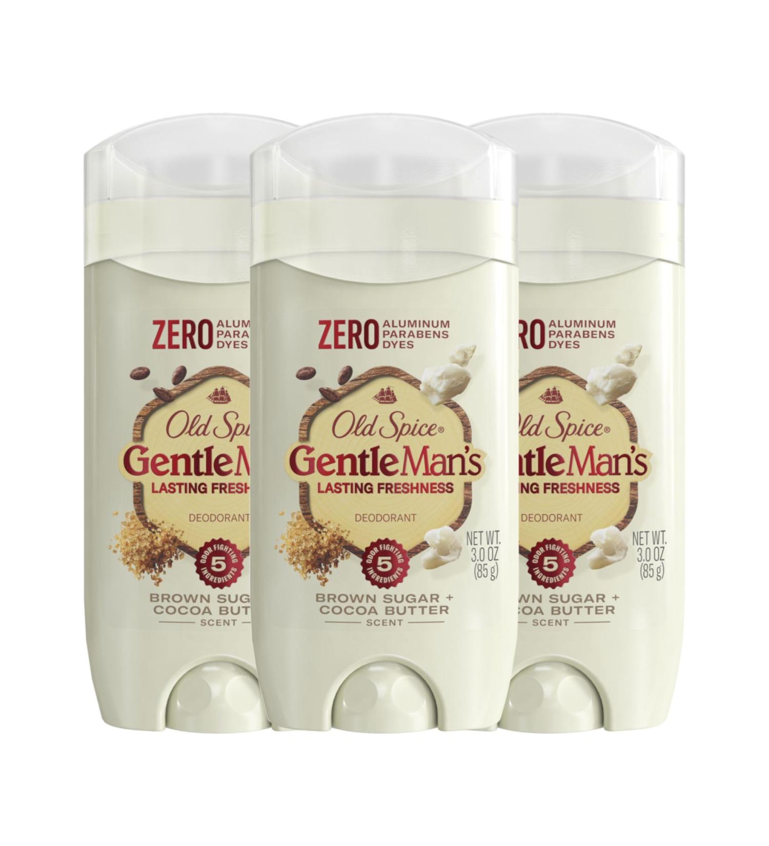 Old Spice GentleMan's Collection Deodorant - Brown Sugar & Cocoa Butter Scent (3-Pack) | International Shipping Available - Buy Online on SooperMarket.com