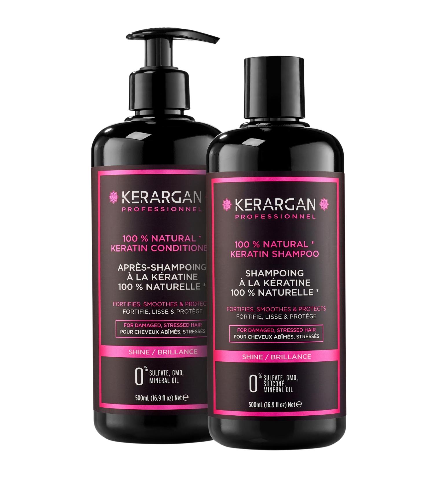 Kerargan Ultra Repairing Keratin Shampoo & Conditioner Duo - Strengthen & Smooth Damaged Hair - Sulfate-Free Non-GMO Silicone-Free - 2x16.9 Fl oz - Buy Online on SooperMarket.com