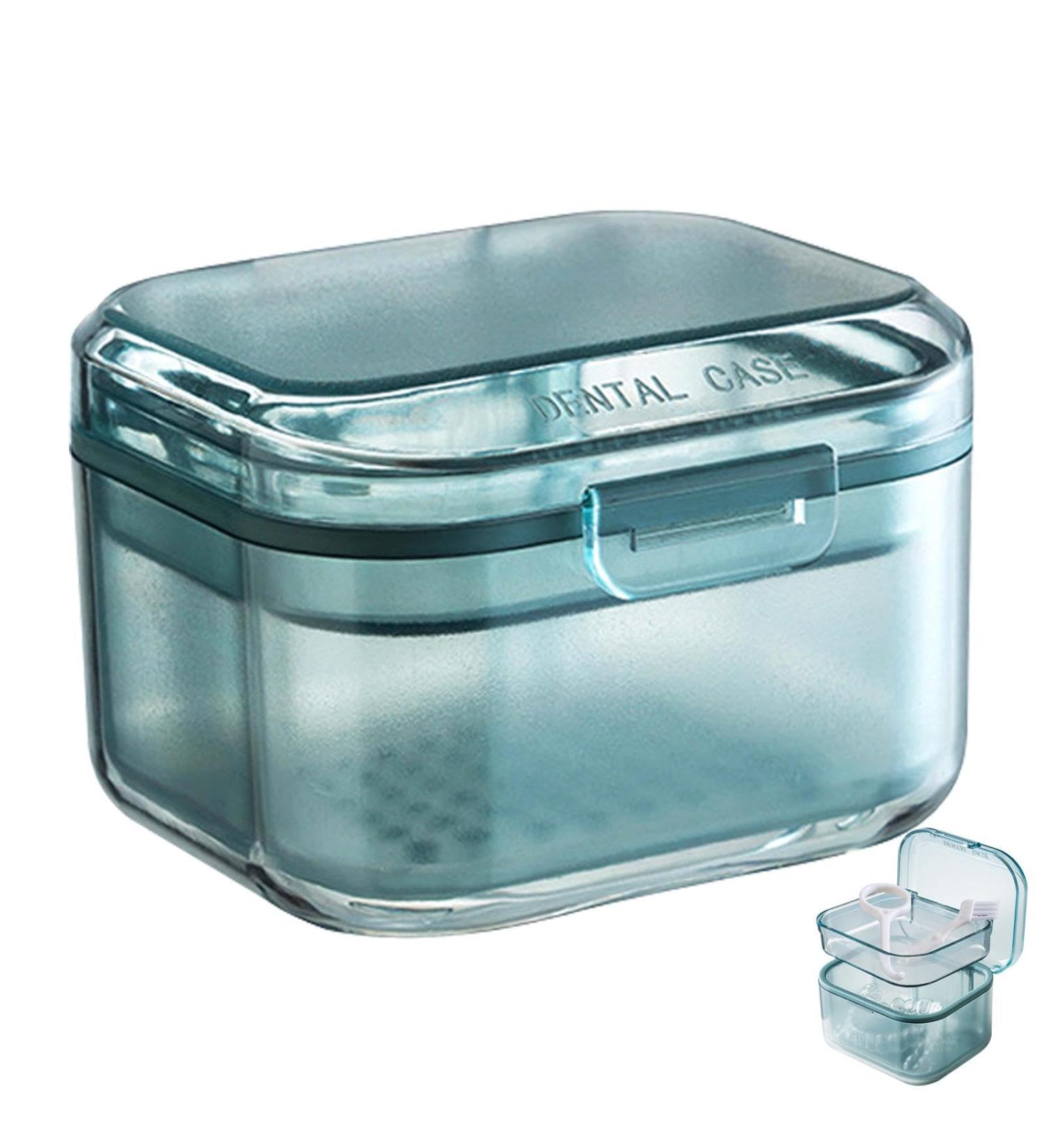 Three Layers Denture Box with Strainer Denture Box for Soaking Dentures and Storage Mouthguards Clear Dentures Braces Case for Daily Travel Cleaning(Blue) - Buy Online on SooperMarket.com