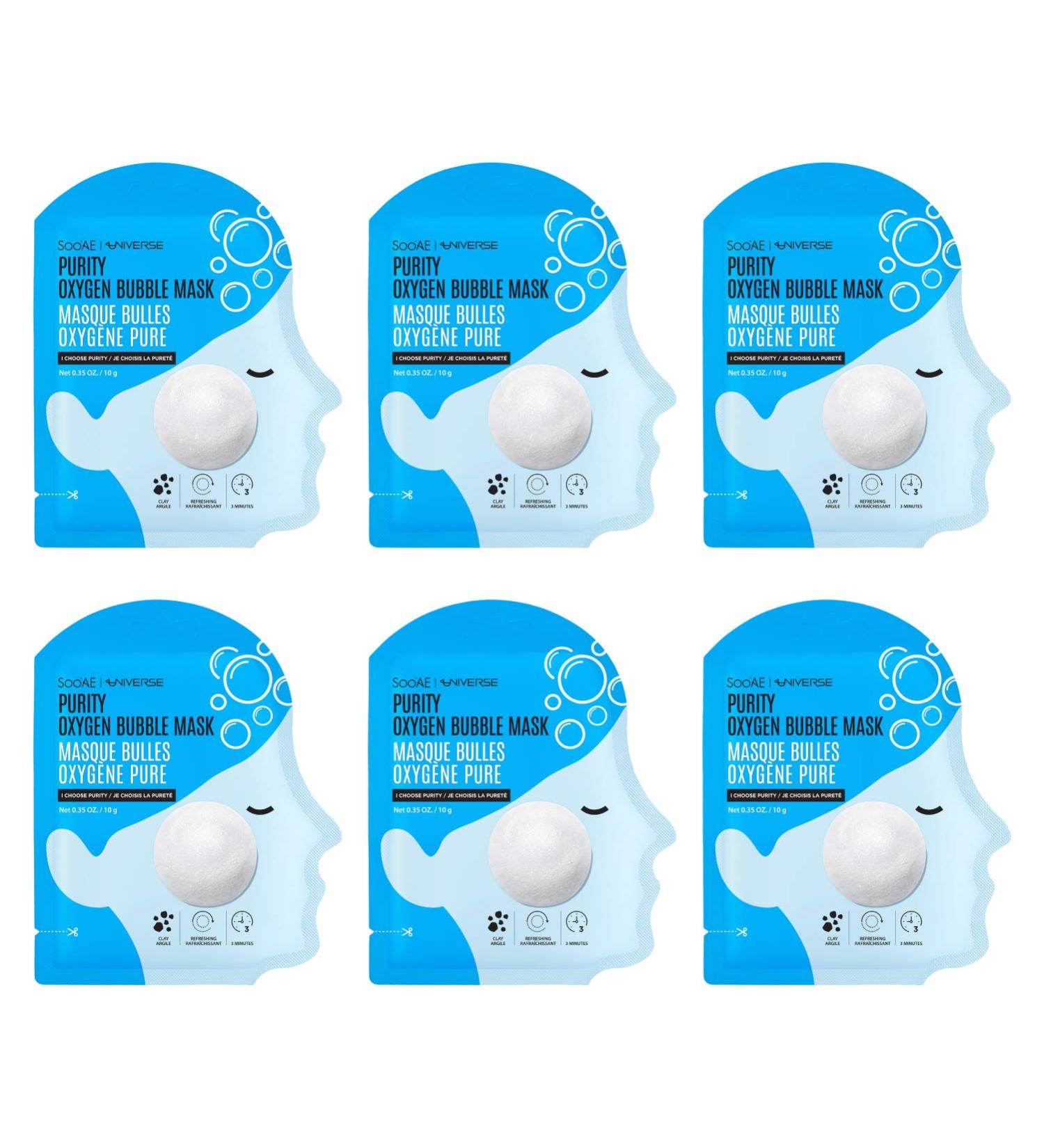 Soo AE Purity Oxygen Bubble Mask - 6 Count Deep Cleansing & Purifying Facial Mask for Radiant Skin - Buy Online on SooperMarket.com