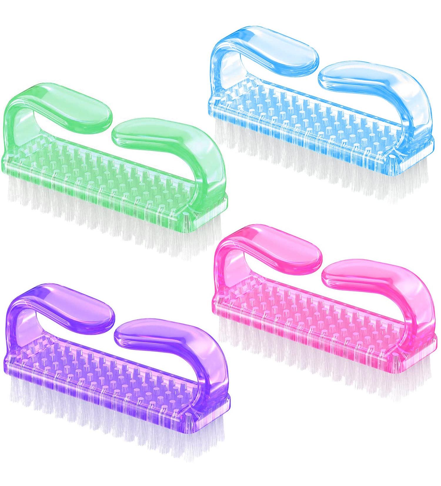 WATELL 4 Pcs Nail Brush Set with Plastic Handles for Easy Nail Cleaning - Includes 4 Different Brushes for Hands, Feet, and Everyday Use - Buy Online on SooperMarket.com