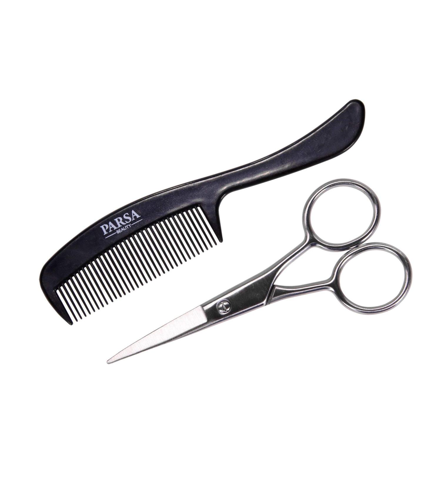 PARSA Men Beard Care Set - 2-Piece Scissors & Comb for Full Beards & Mustaches - Ideal Gift for Him - Buy Online on SooperMarket.com