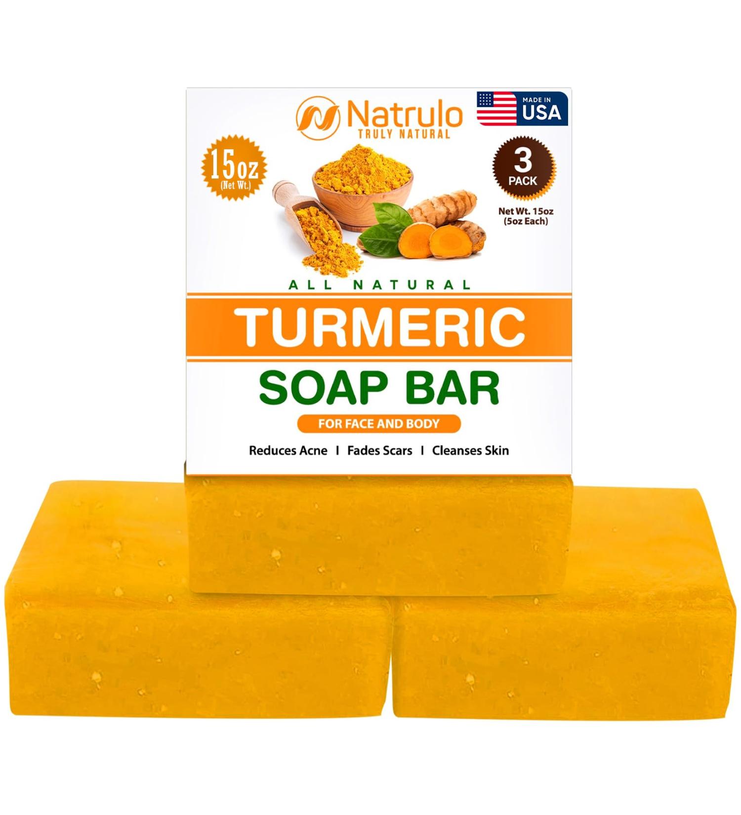 Natural Turmeric Soap Bar - Brightening Face & Body Cleanser for Dark Spots Acne Scars - 5oz Skin Care Solution - Buy Online on SooperMarket.com