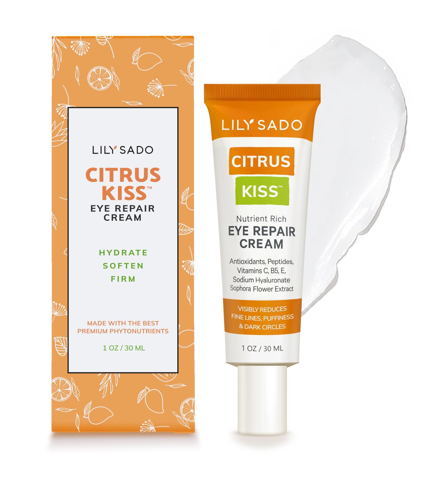 LILY SADO CITRUS KISS Eye Repair Cream - Antioxidant Eye Cream with Peptides & Vitamins for Puffiness Wrinkles & Dark Circles - 1oz - International Shipping Available - Buy Online on SooperMarket.com