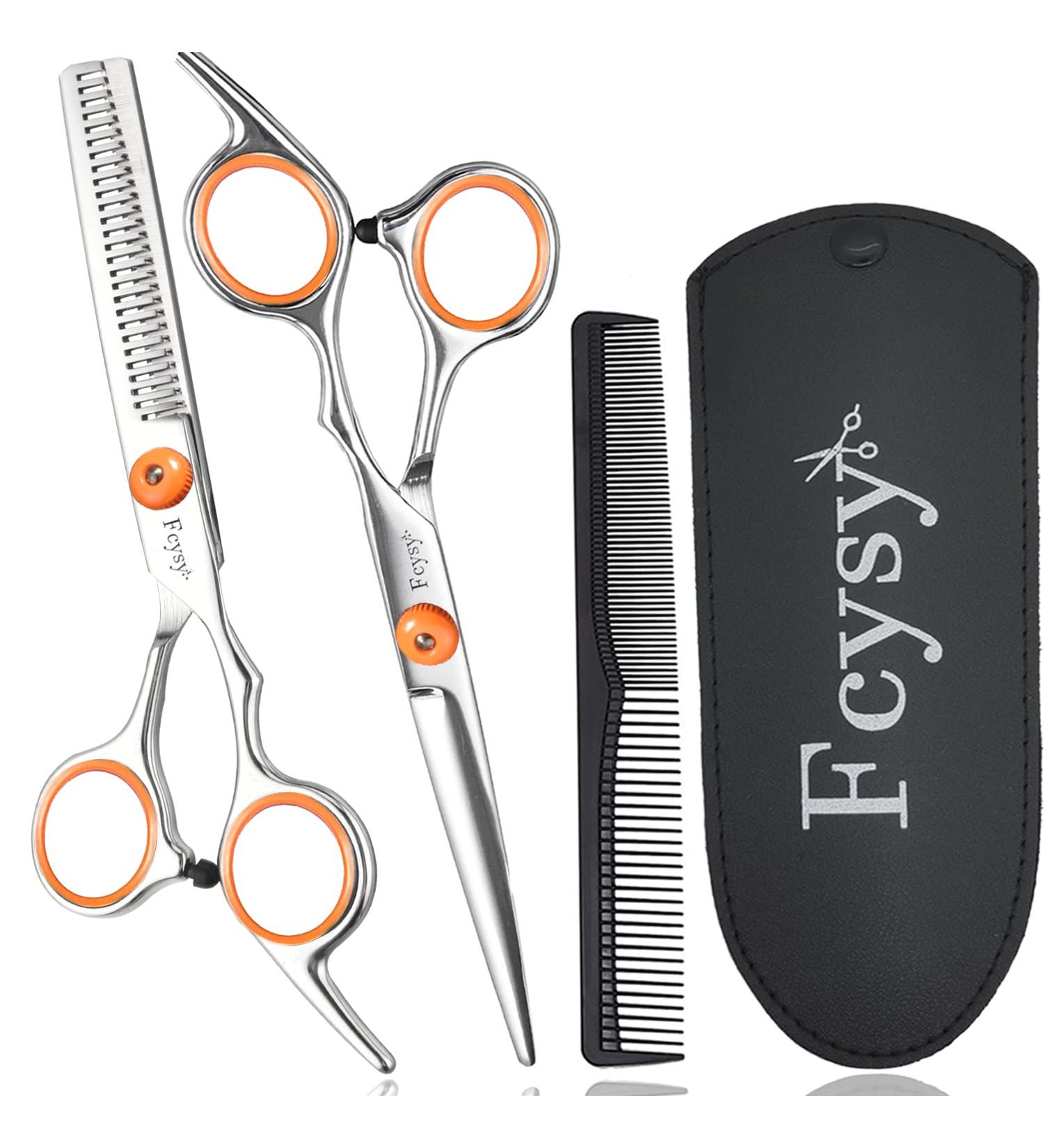 Effy Professional Hair Scissors Set | Best Hair Cutting Scissors for Men Women & Dogs | High-Quality Orange Hairdresser Tools - Buy Online on SooperMarket.com