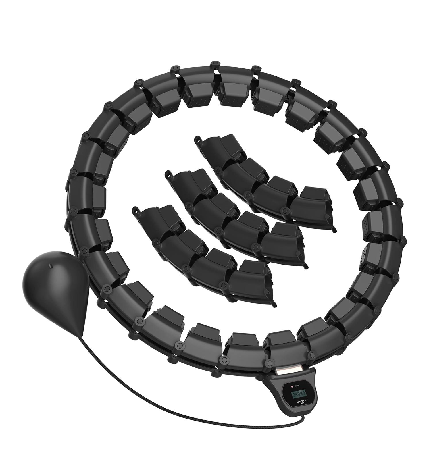 EKWIPO Infinity Weighted Hula Hoop for Adults - Weight Loss & Fitness - Noiseless 3rd Gen Exercise Hoop with Counter - 26 Detachable Knots - Ideal for Women & Beginners - Black - Buy Online on SooperMarket.com