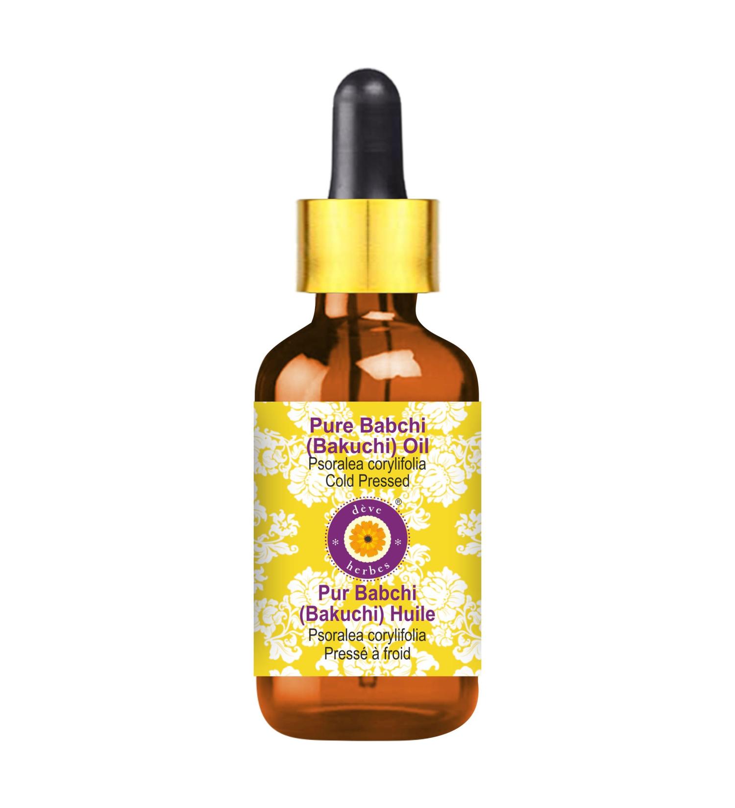 Dev Herbes Pure Babchi (Bakuchi) Oil 30ml - Natural Cold-Pressed Therapeutic Quality with Glass Dripper | Psoralea Corylifolia - Buy Online on SooperMarket.com