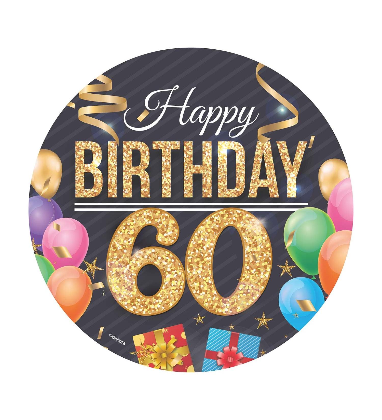 Dekora Happy 60 Birthday Wafer Disc for Cake Edible Cake Topper for Birthday Cake Round 20 CM - Buy Online on SooperMarket.com