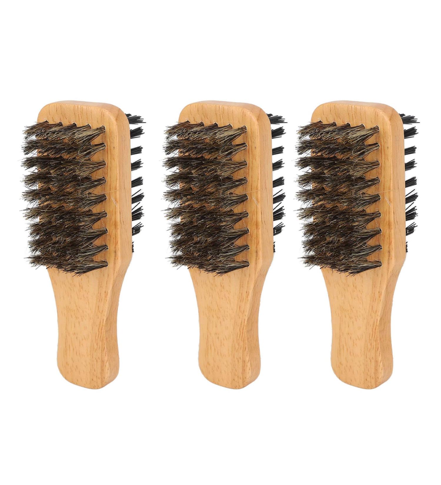3-Part Wood Beard Brush | Double-Sided Soft & Hard Bristles for Grooming & Styling - Essential for Home & Salon - Buy Online on SooperMarket.com