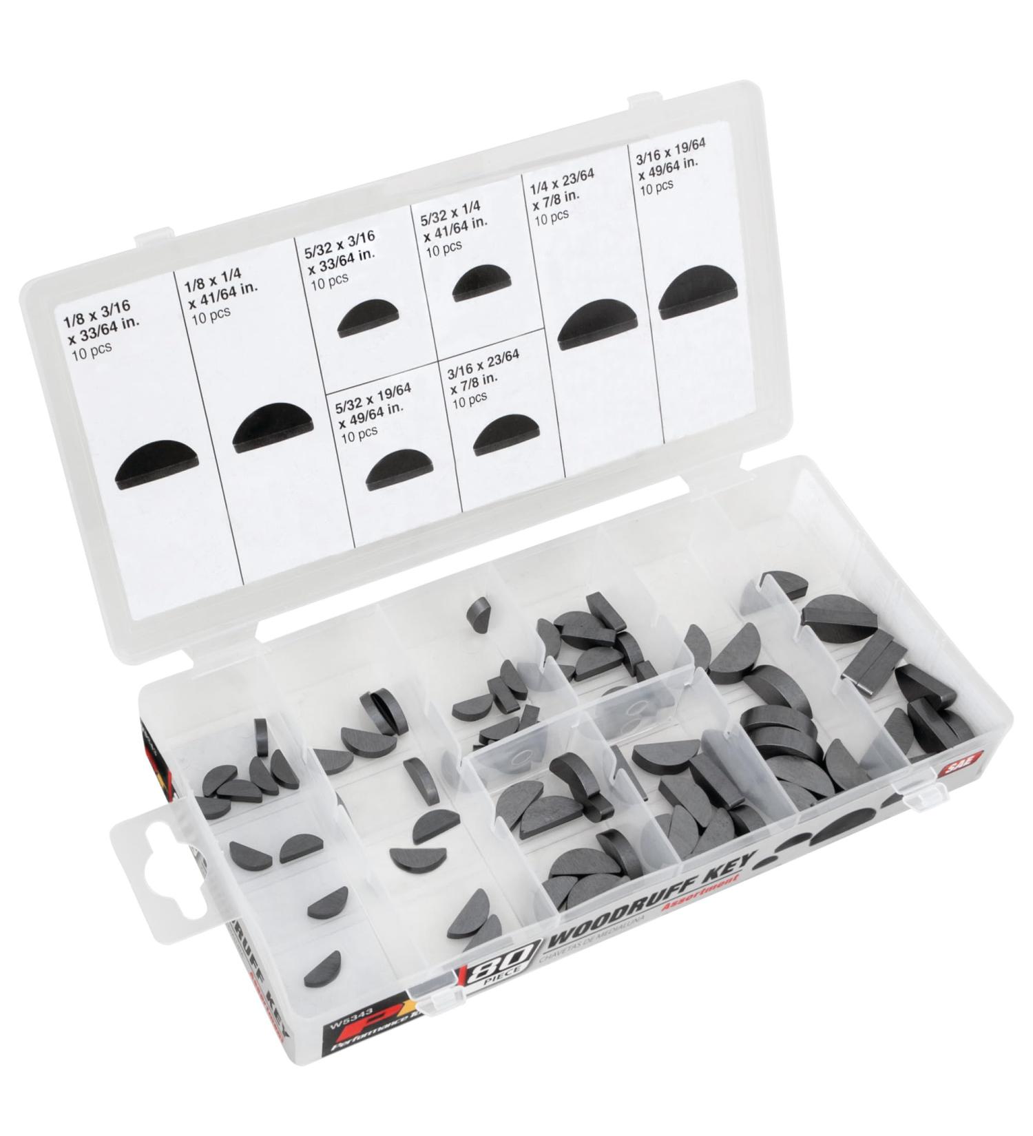 Performance Tool W5343 80Pc Woodruff Key Assortment SAE Grey