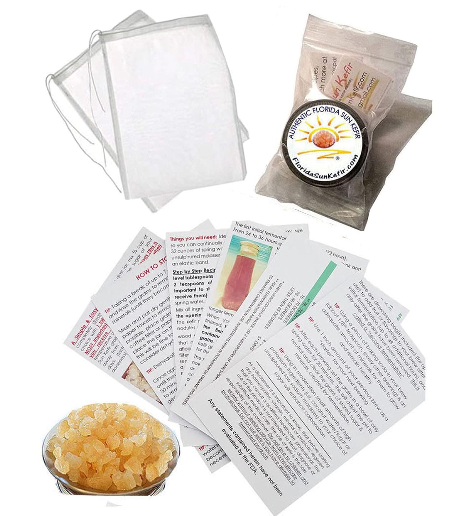 Florida Sun Kefir Generous Portion Cup with 33% More Original Water Kefir Grains | Includes 2 Brewing Bags - Buy Online on SooperMarket.com