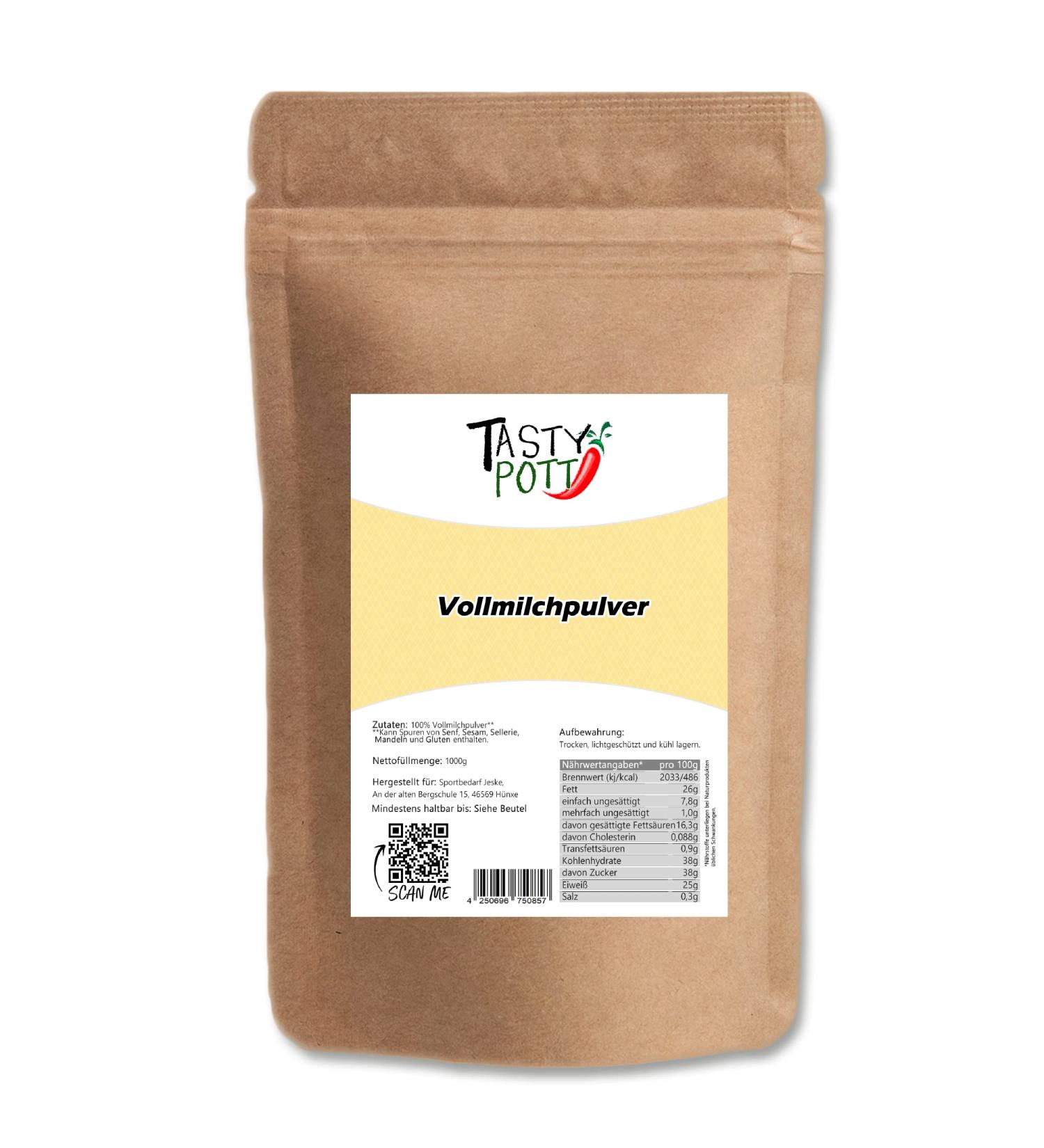 Tasty Pott Whole Milk Powder - 1000g | Ideal for Baking Shakes Smoothies & Coffee | Premium Spray-Dried Milk - Buy Online on SooperMarket.com